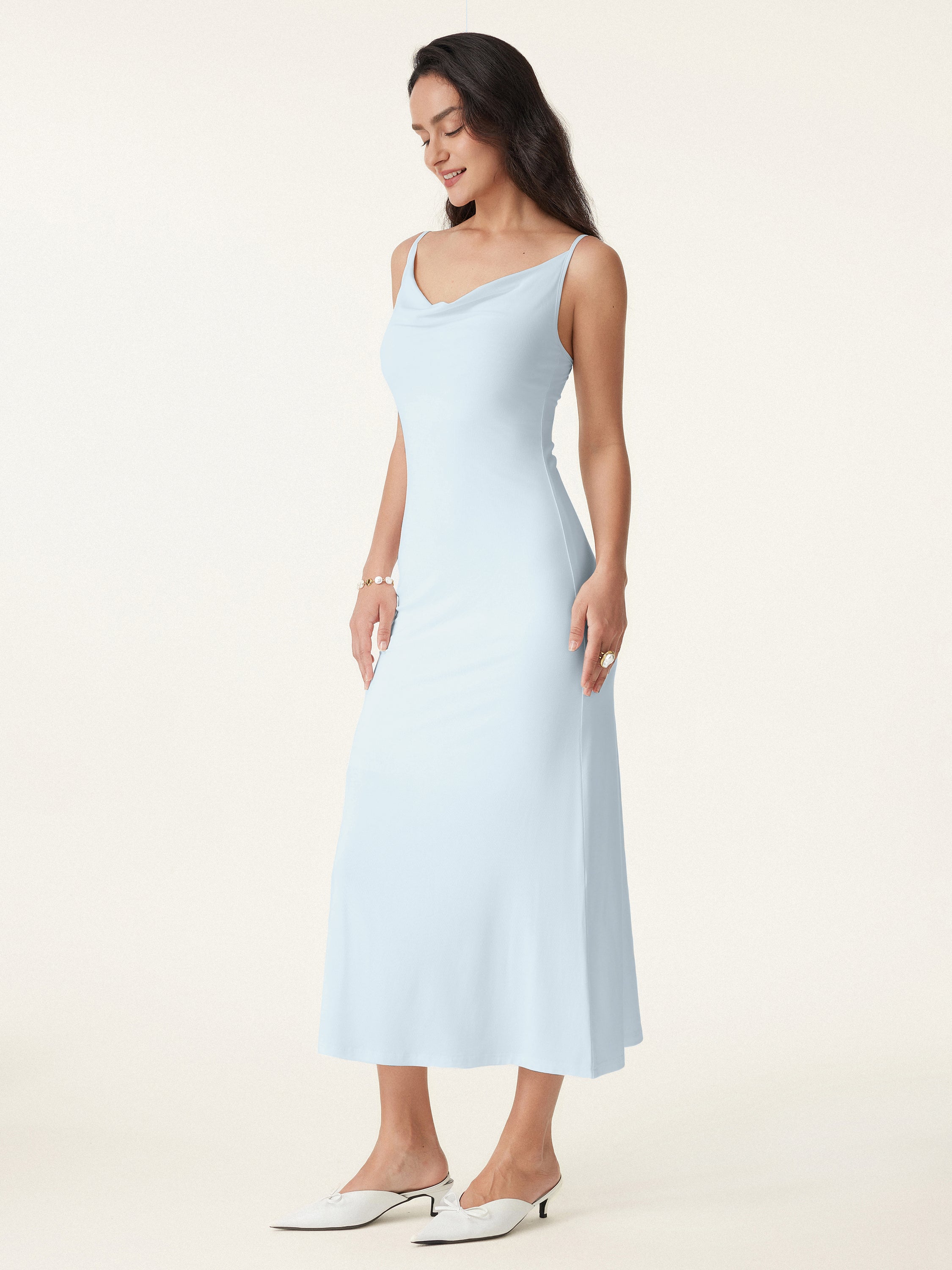 Effortless Vacay Cowl Neck Midi Bra Dress - Image 3
