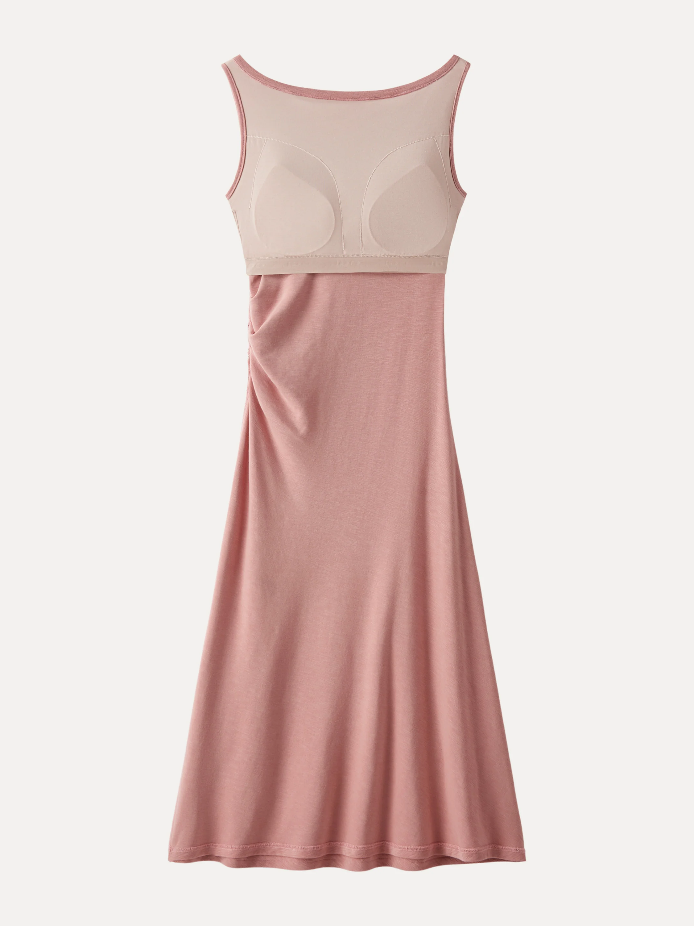 Elegant Boatneck Tucked Fit-and-Flare Midi Bra Dress - Image 6