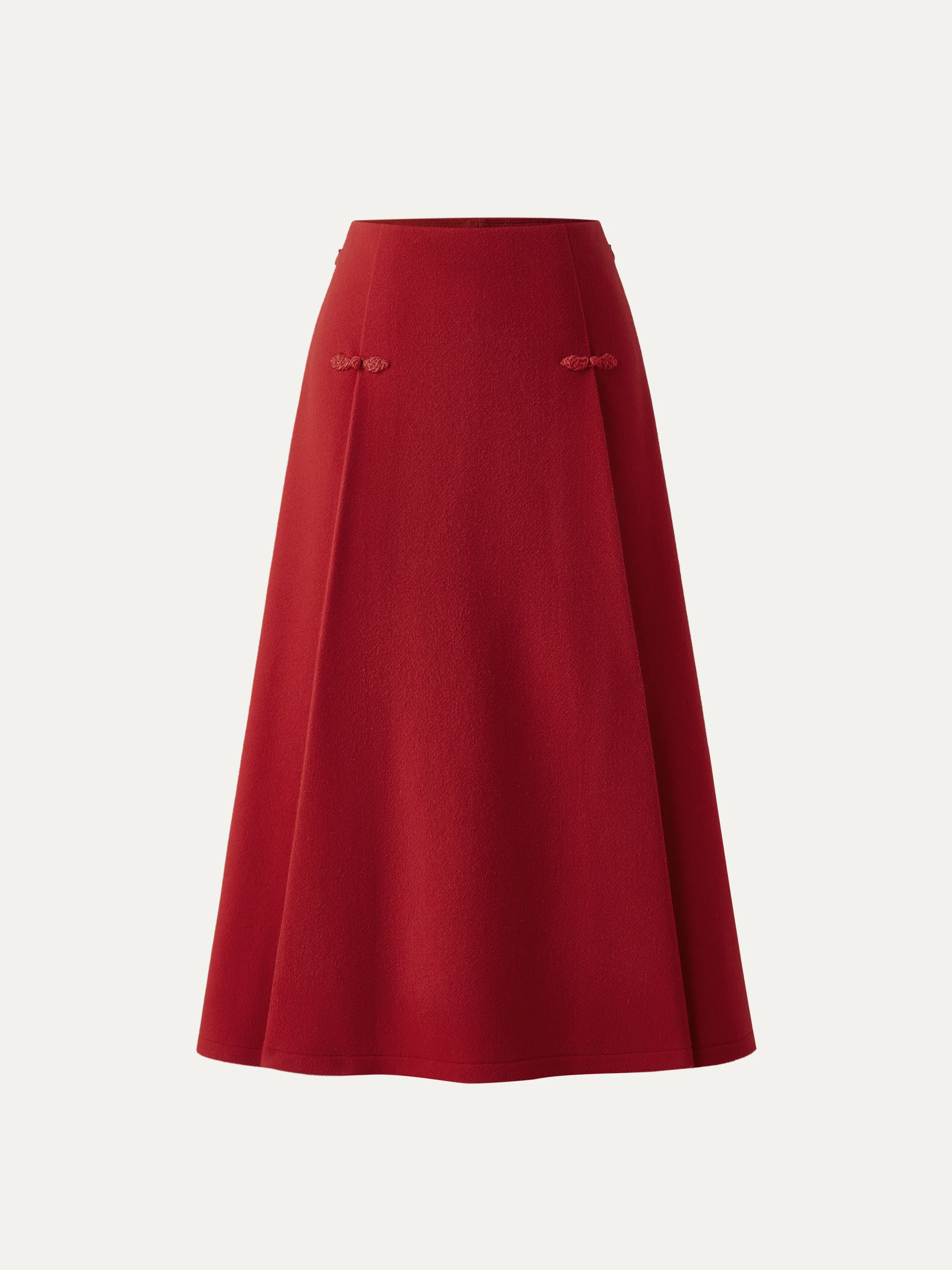 Wool-like Frog Button A-Line Midi Skirt Limited Edition - Image 6
