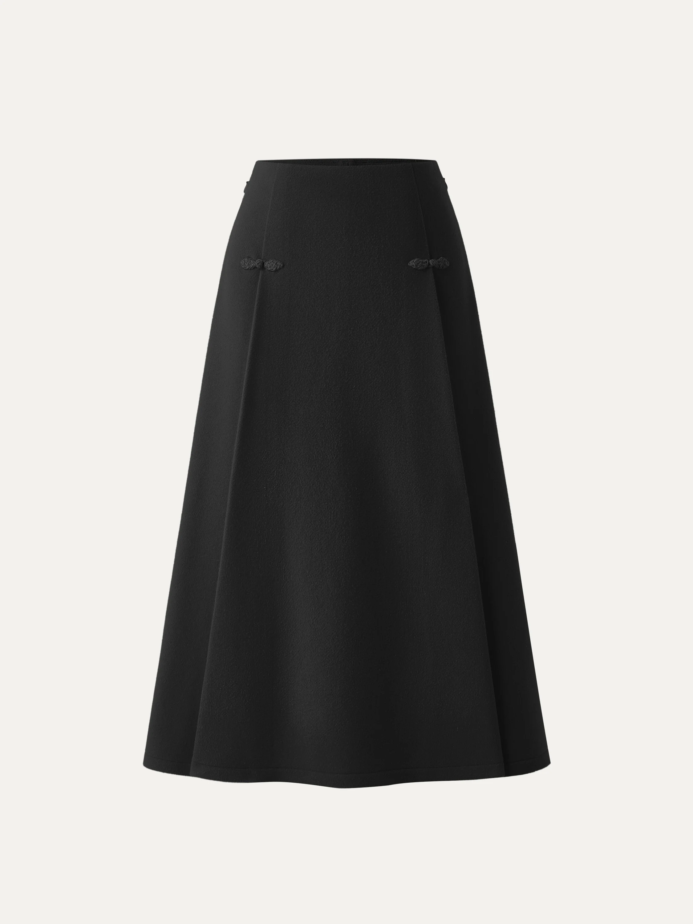 Wool-like Frog Button A-Line Midi Skirt Limited Edition - Image 7