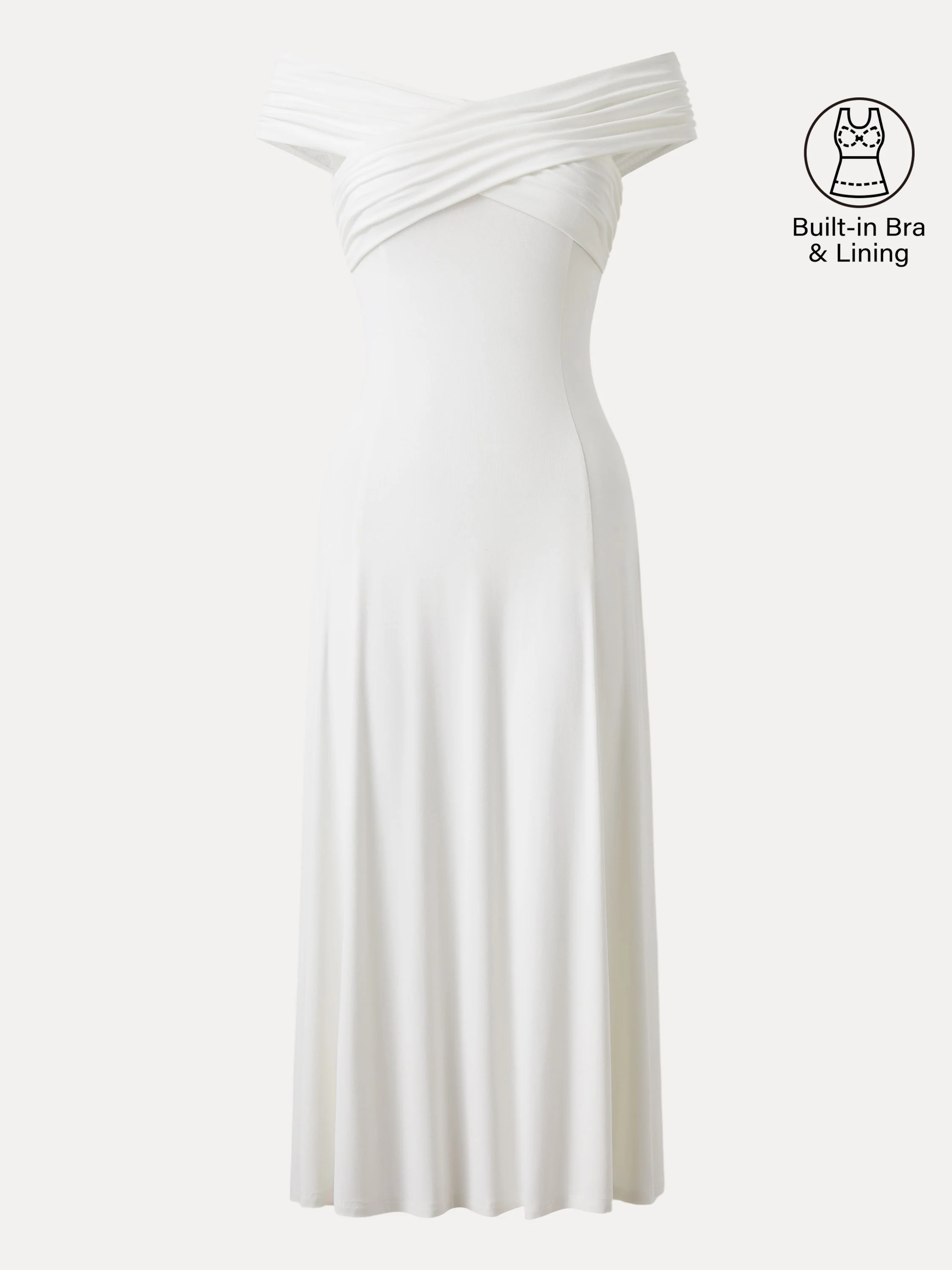 Flowy Criss Cross Off-shoulder Midi Bra Dress - Image 6