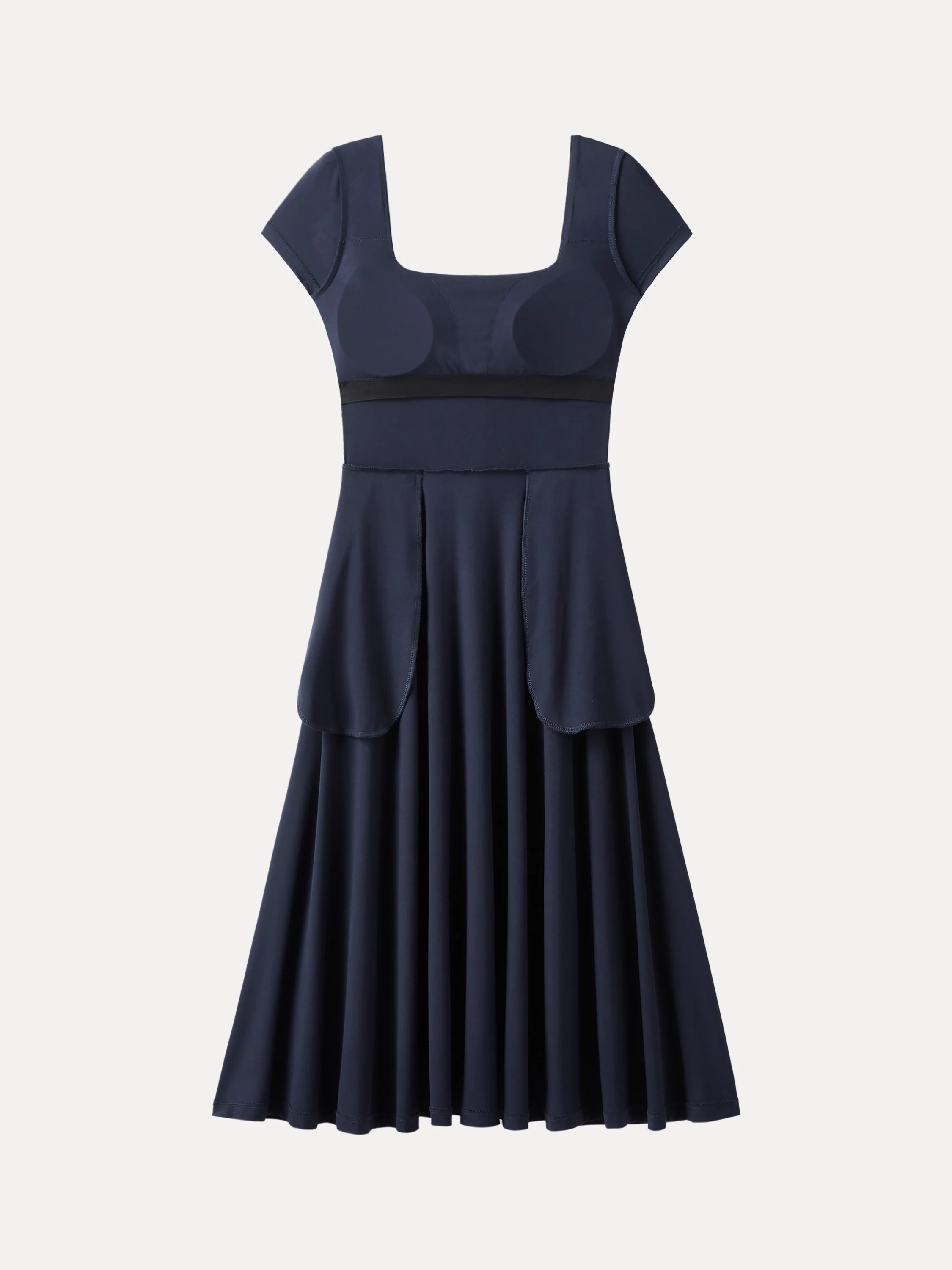 Flowy Square Neck Short Sleeve Midi Bra Dress - Image 6