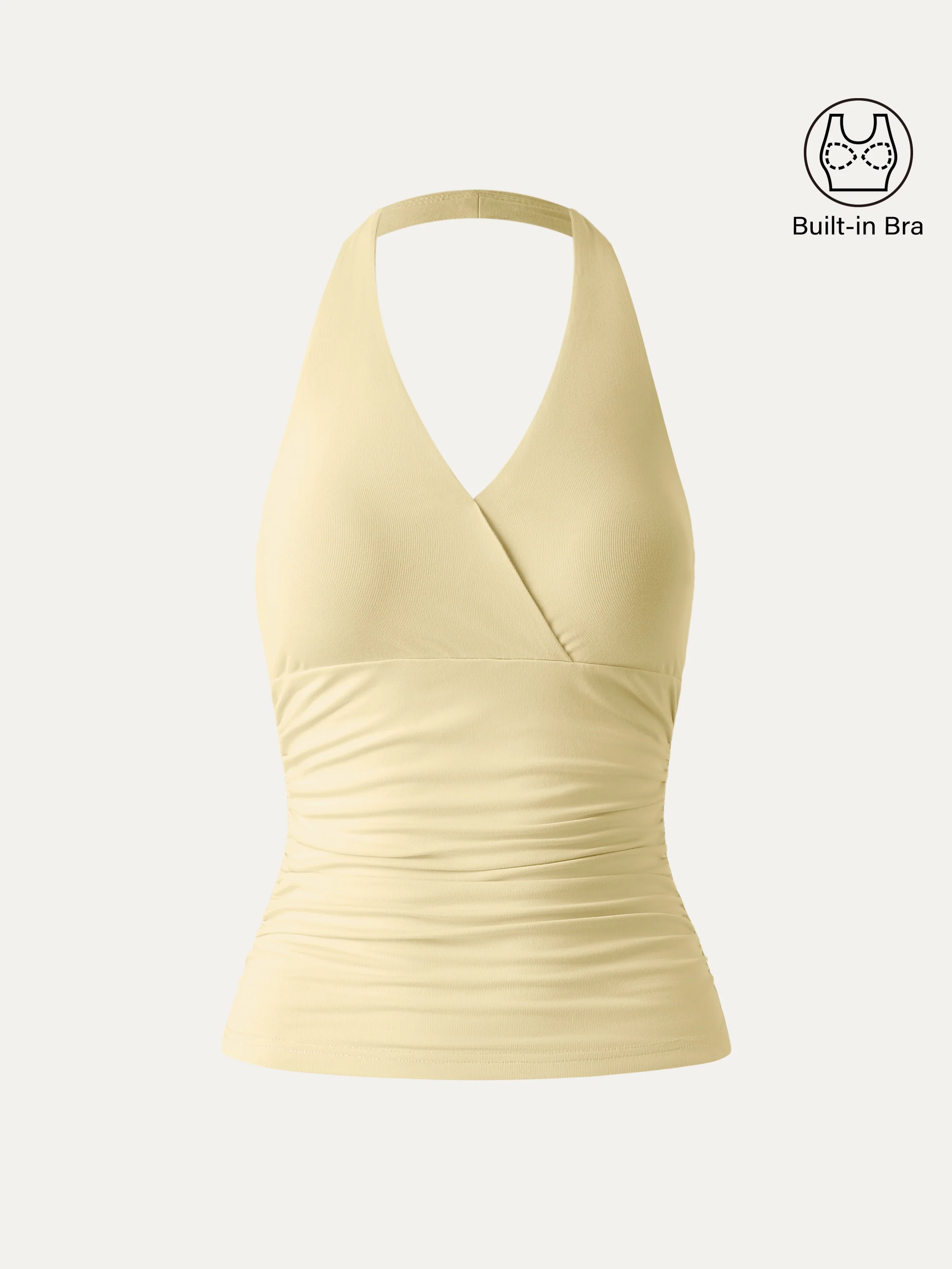 Halter Neck Side Gathered New Airy Bra Tank - Image 8