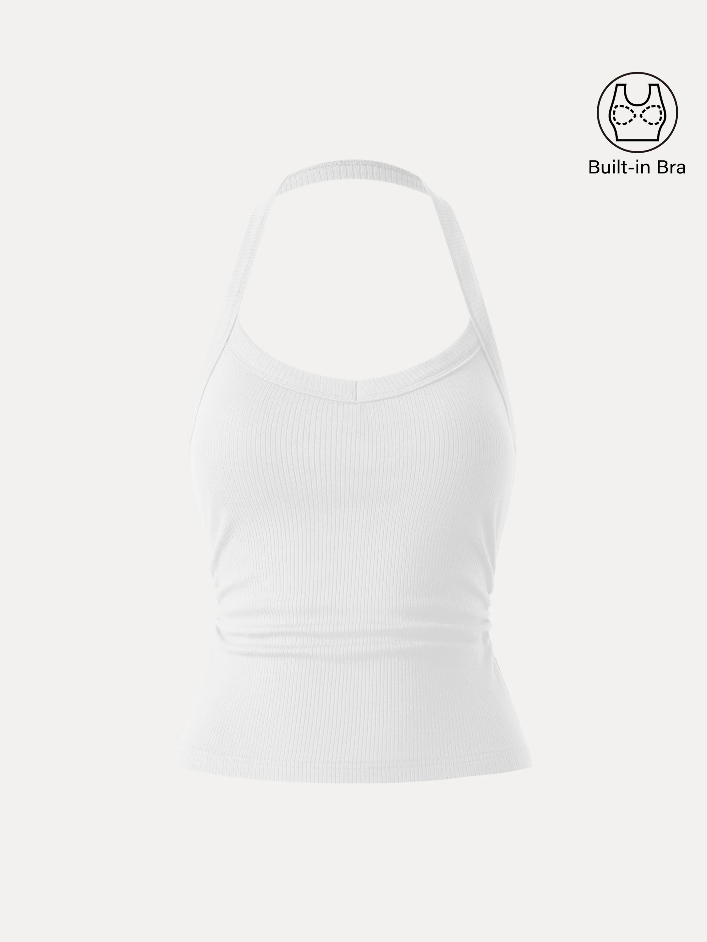Halter Neck Side Ruched Ribbed Bra Tank - Image 10