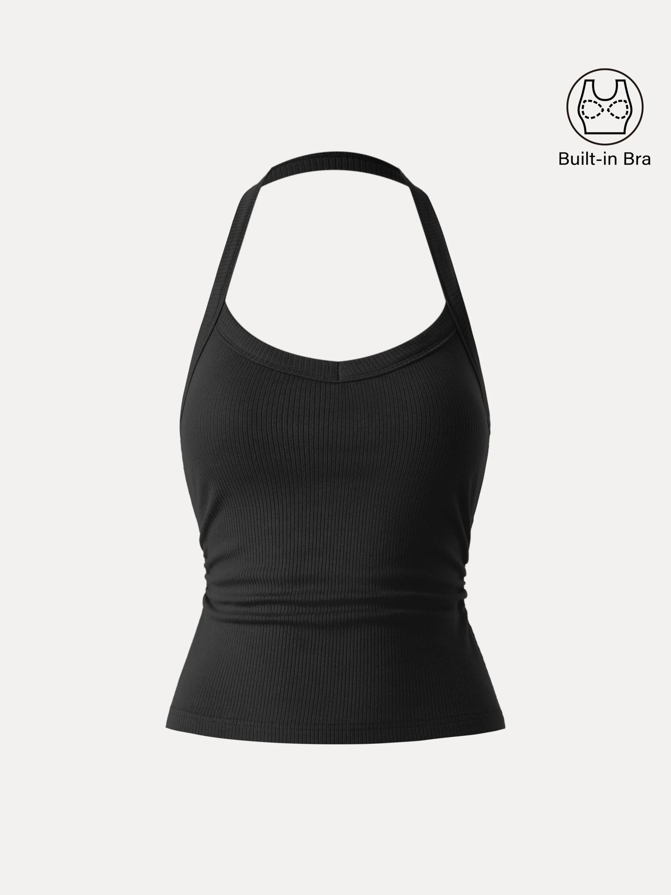 Halter Neck Side Ruched Ribbed Bra Tank - Image 7