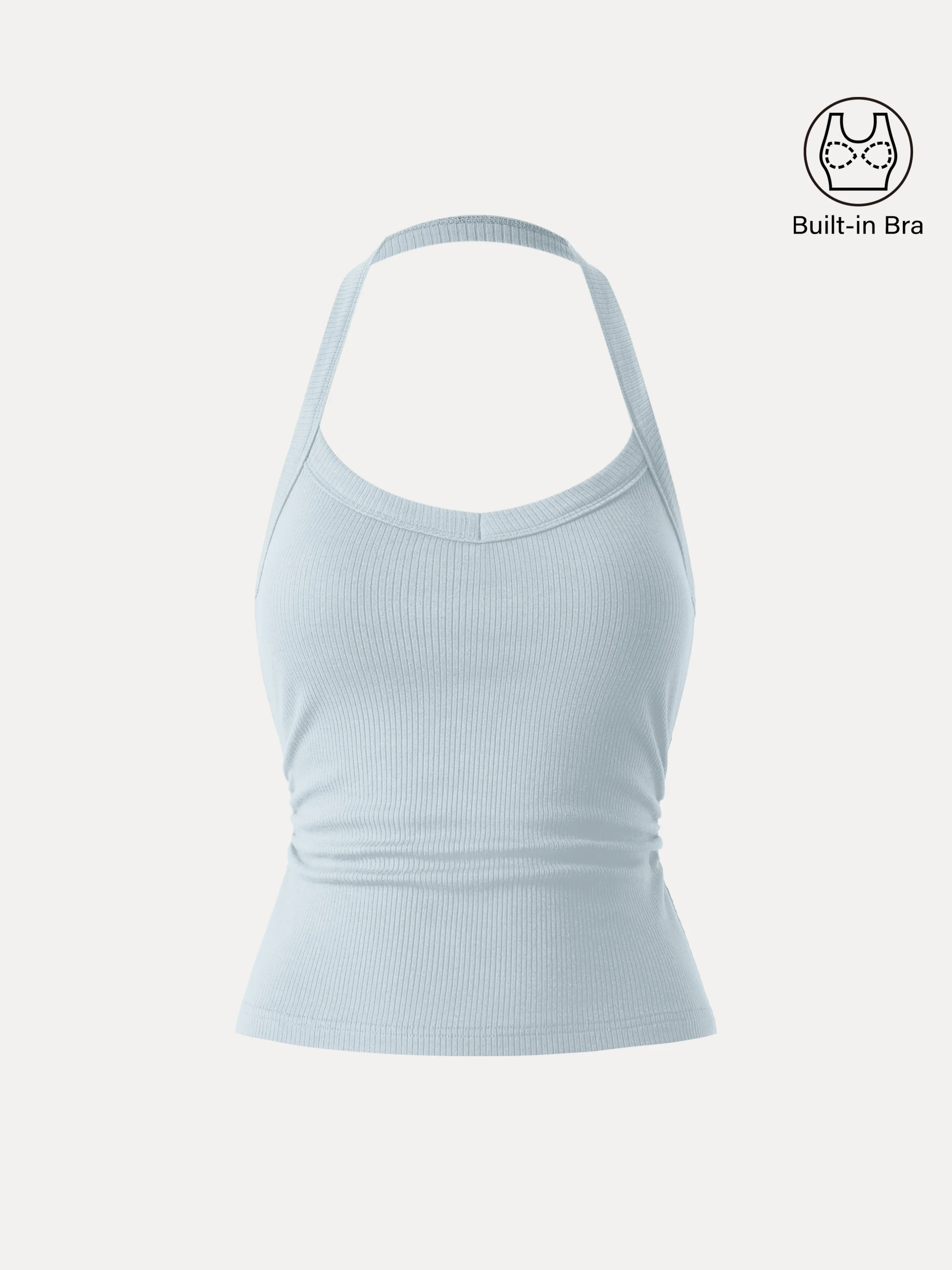 Halter Neck Side Ruched Ribbed Bra Tank - Image 8