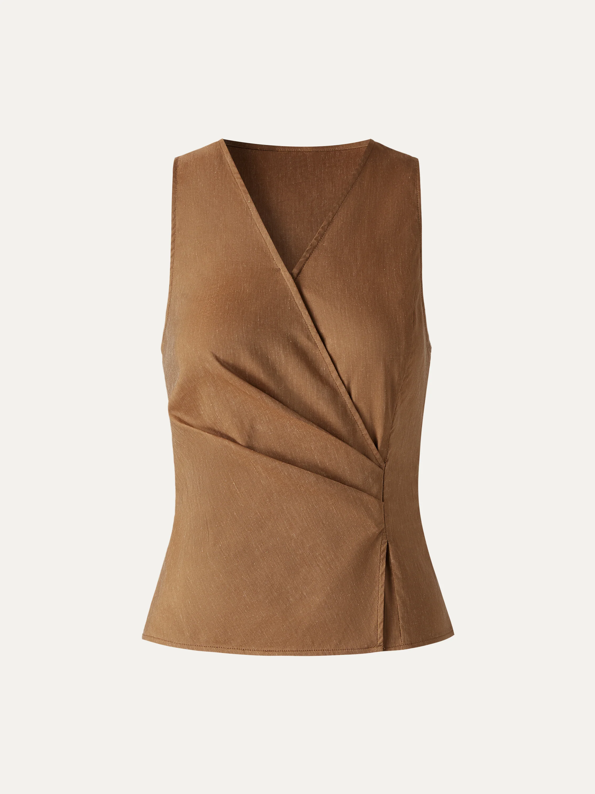 Linen Blend Surplice Top with Side Twist - Image 7