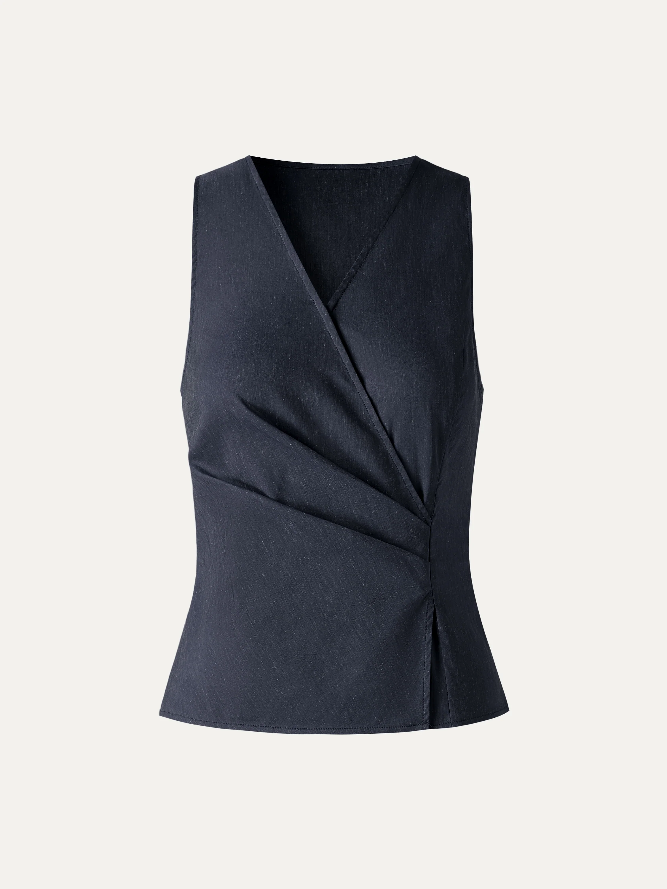 Linen Blend Surplice Top with Side Twist - Image 9