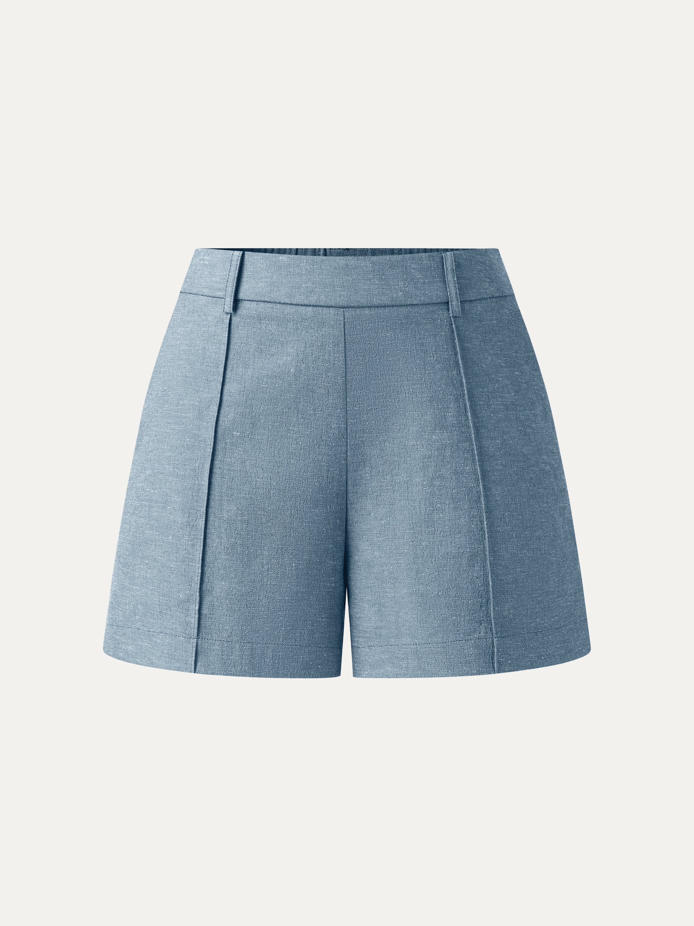 Linen-Like Mid Rise Pintuck Shorts with Pockets - Image 8