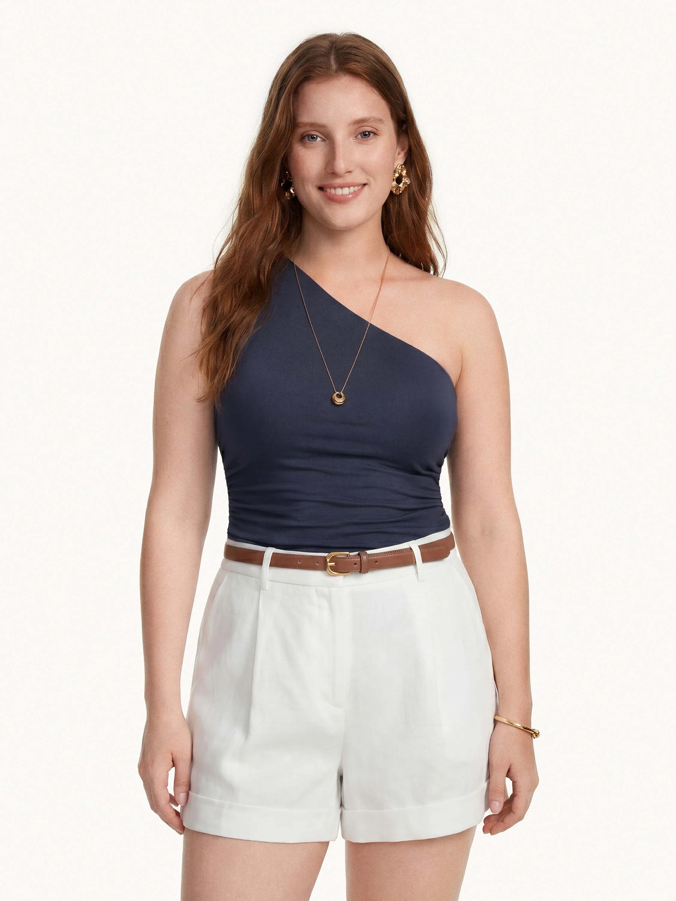 Linen One Shoulder Bra Tank - Image 3