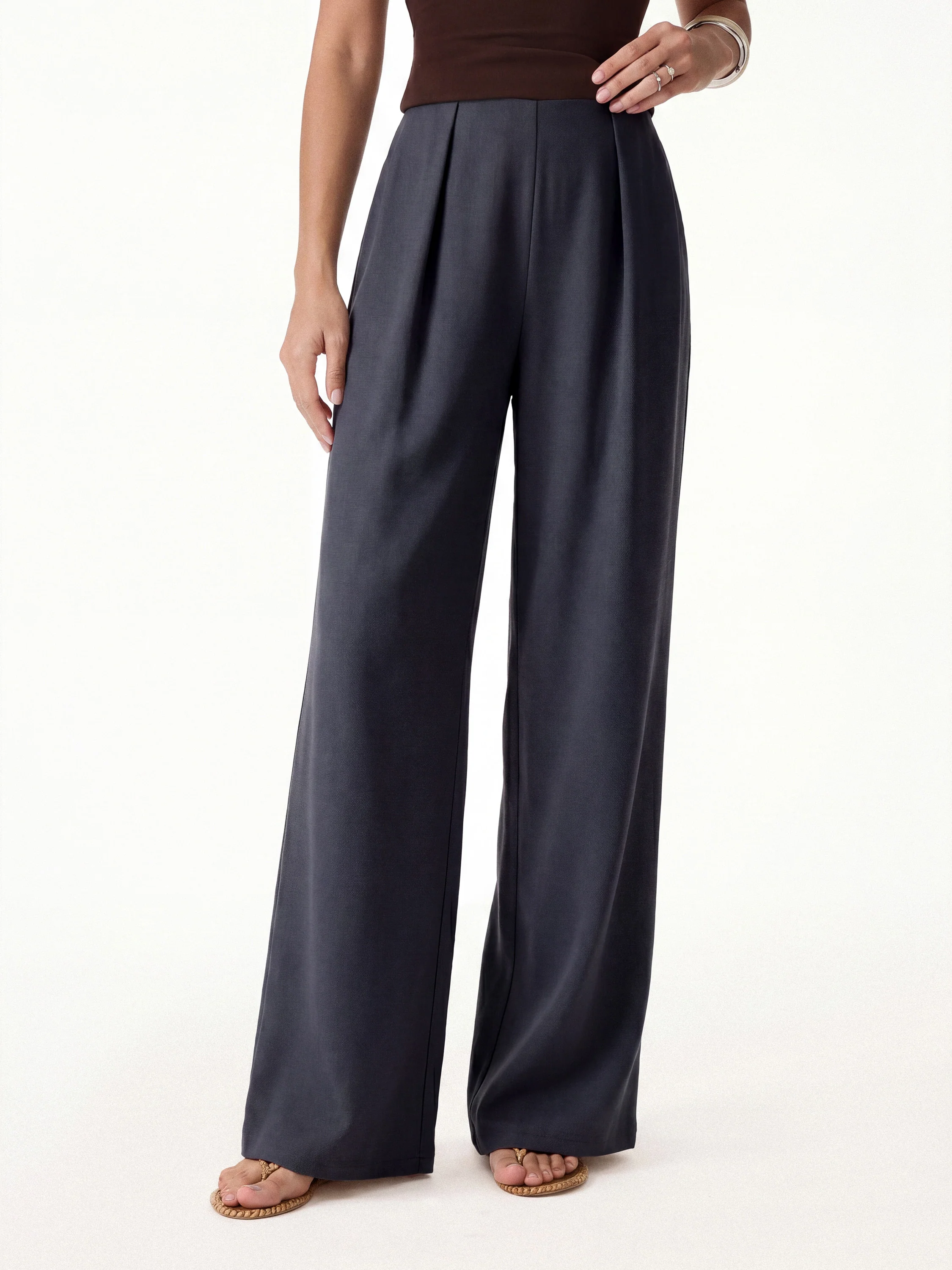 Linen Wide Flare Pant with Pockets