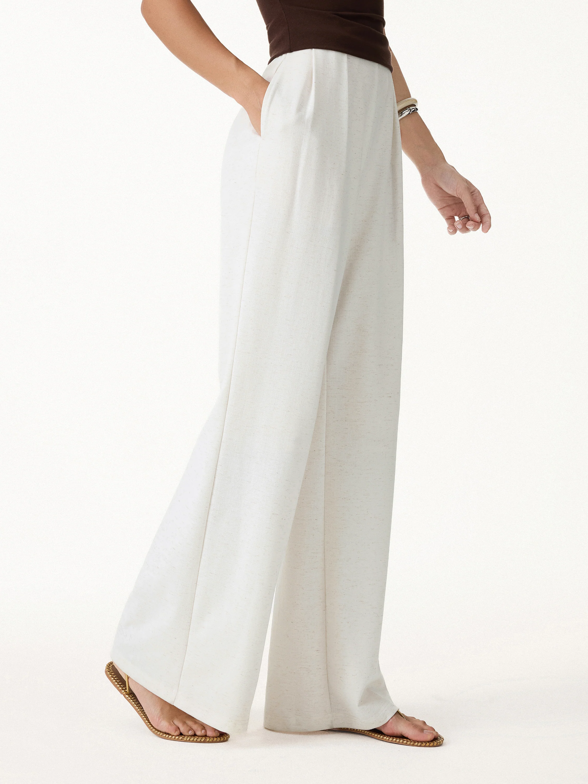 Linen Wide Flare Pant with Pockets - Image 6