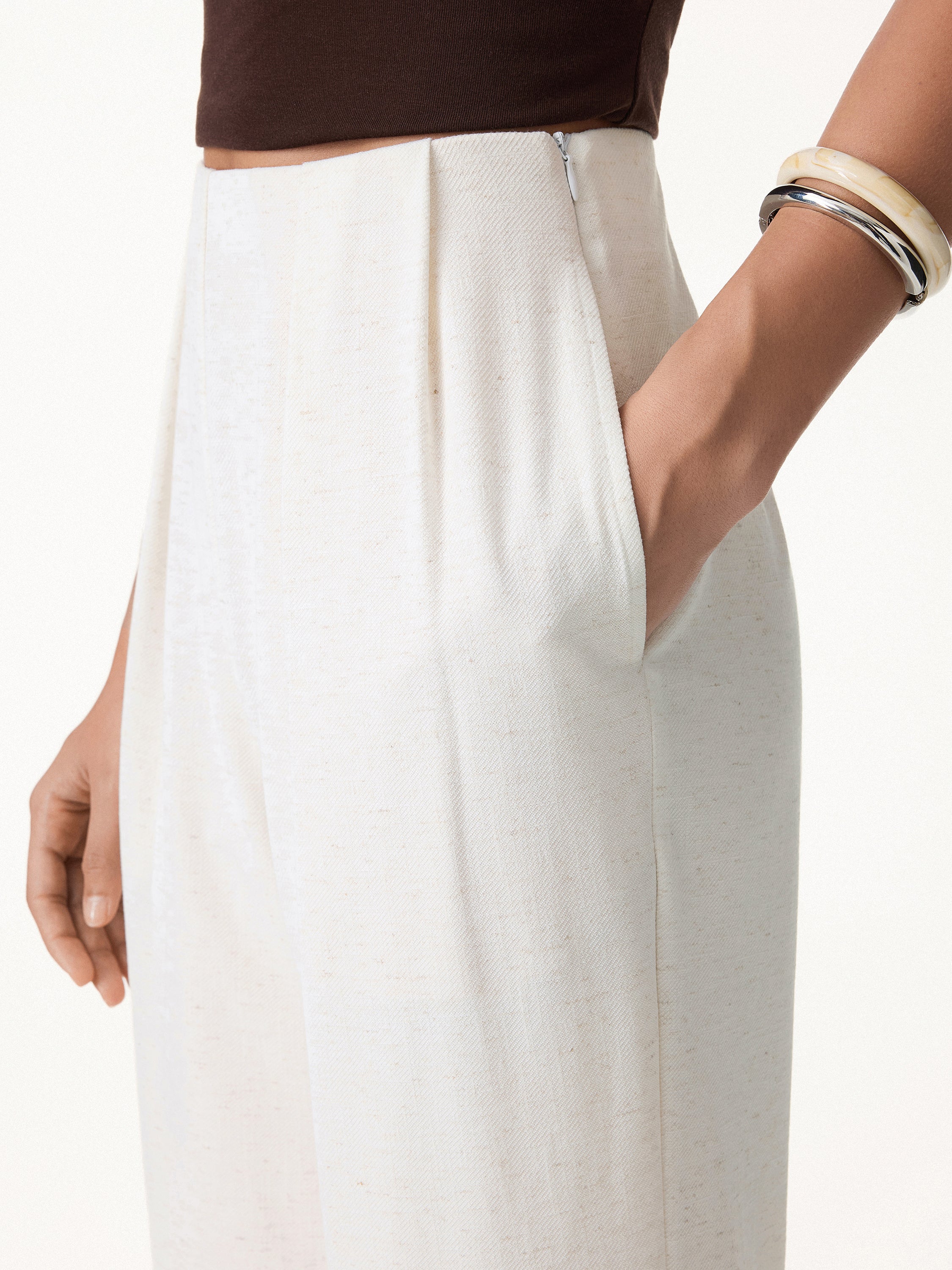 Linen Wide Flare Pant with Pockets - Image 8