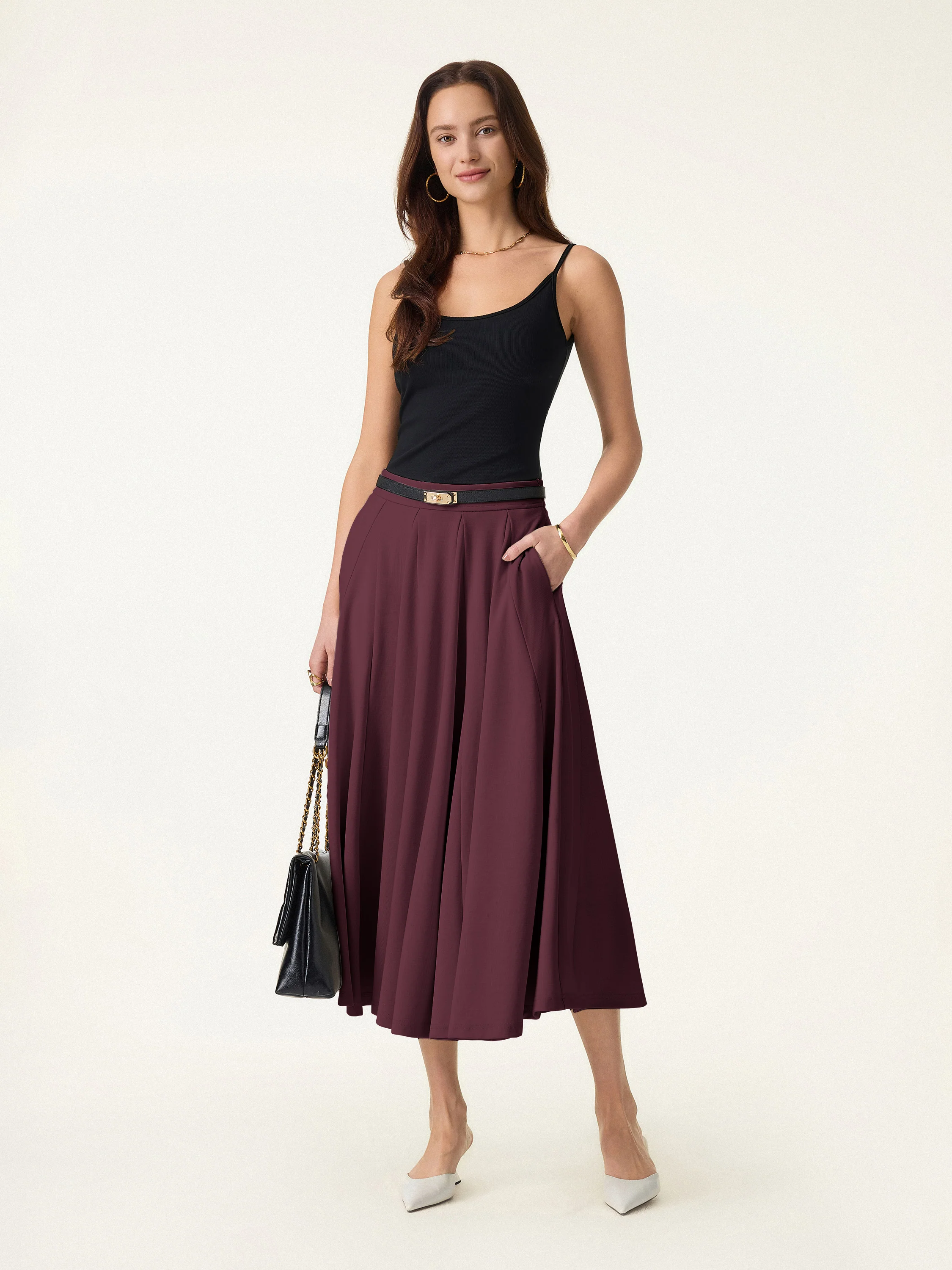 Lyocell Blend Volume Skirt with Pockets - Image 11