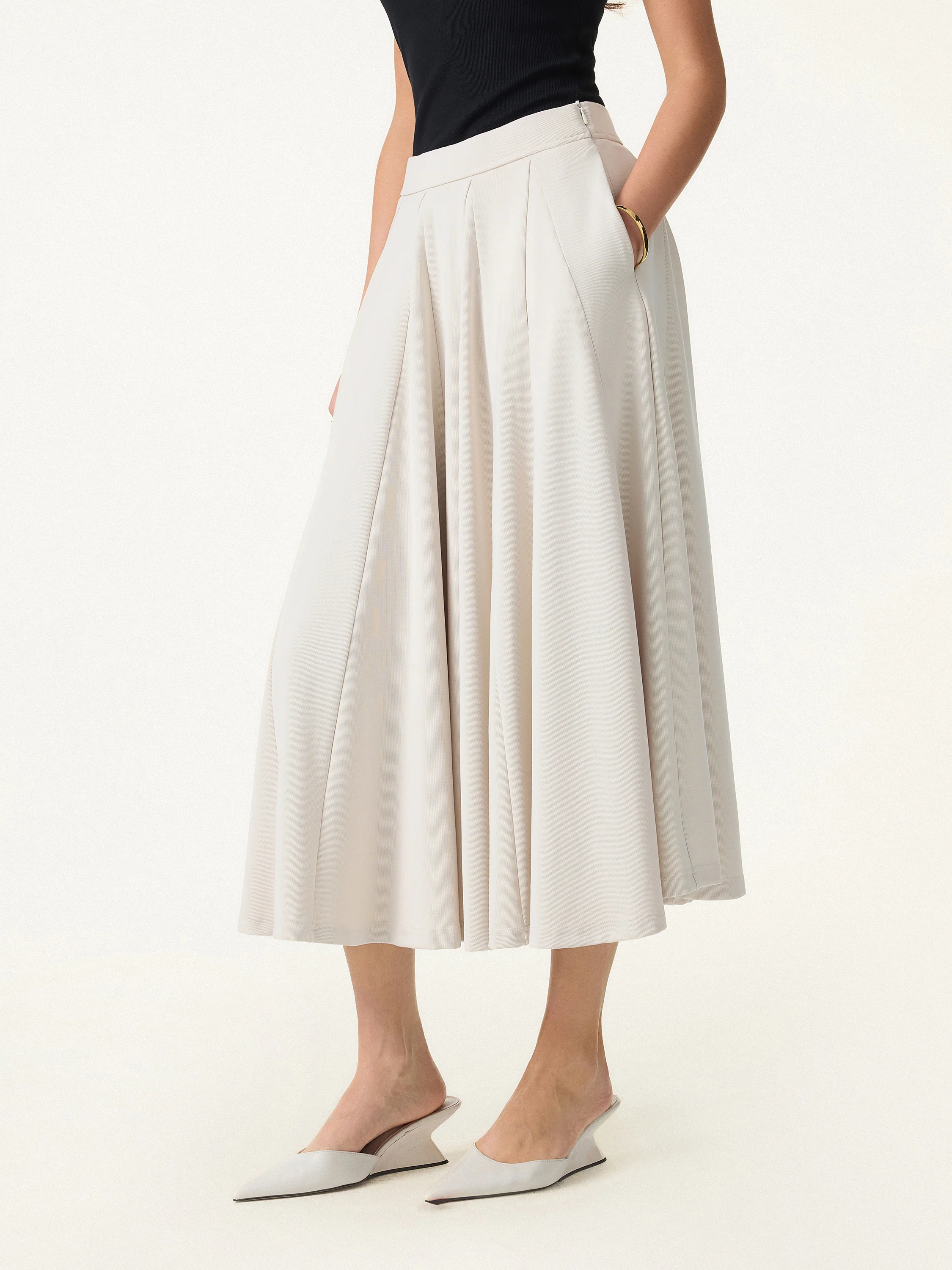 Lyocell Blend Volume Skirt with Pockets - Image 3