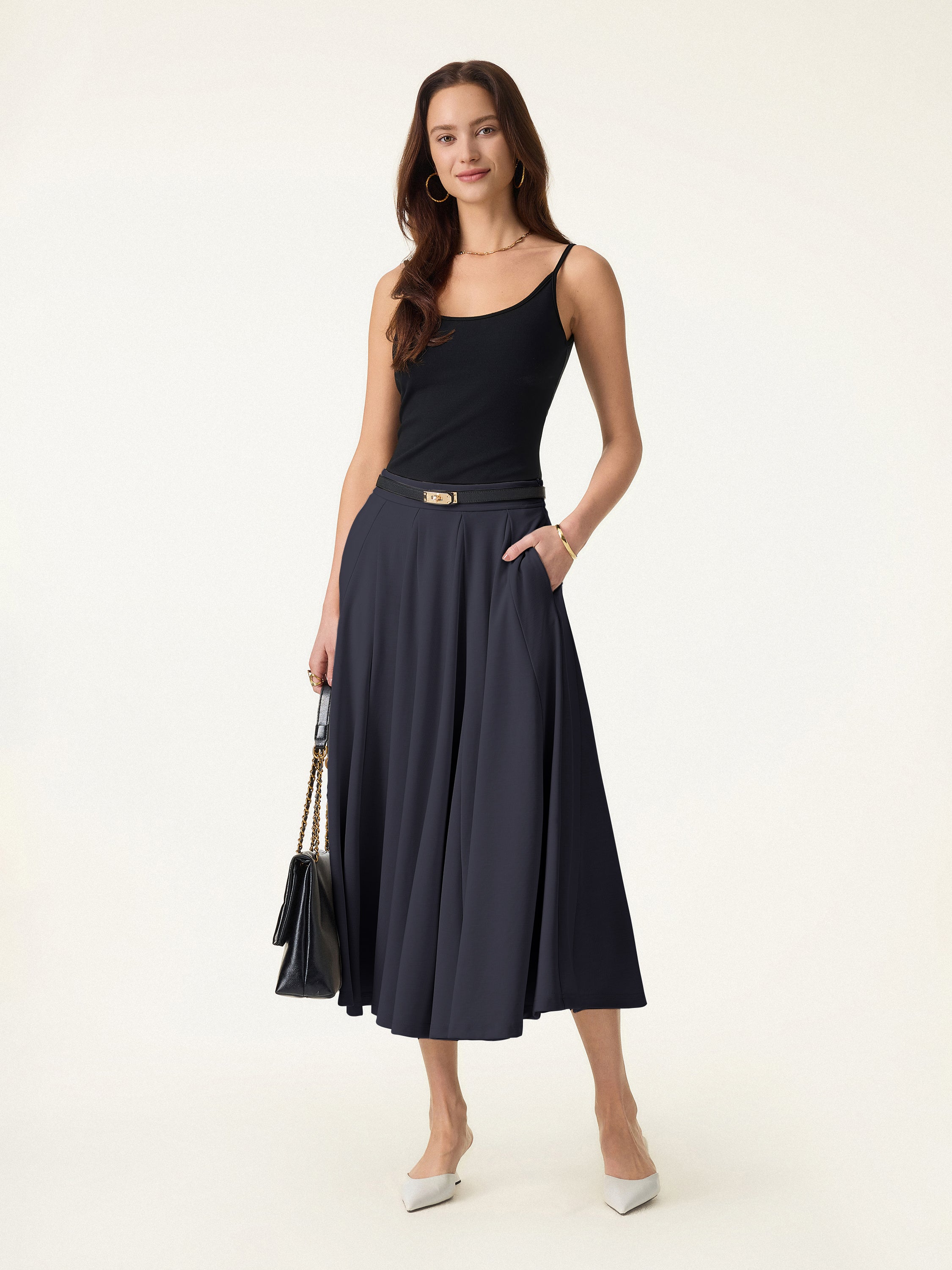Lyocell Blend Volume Skirt with Pockets - Image 8