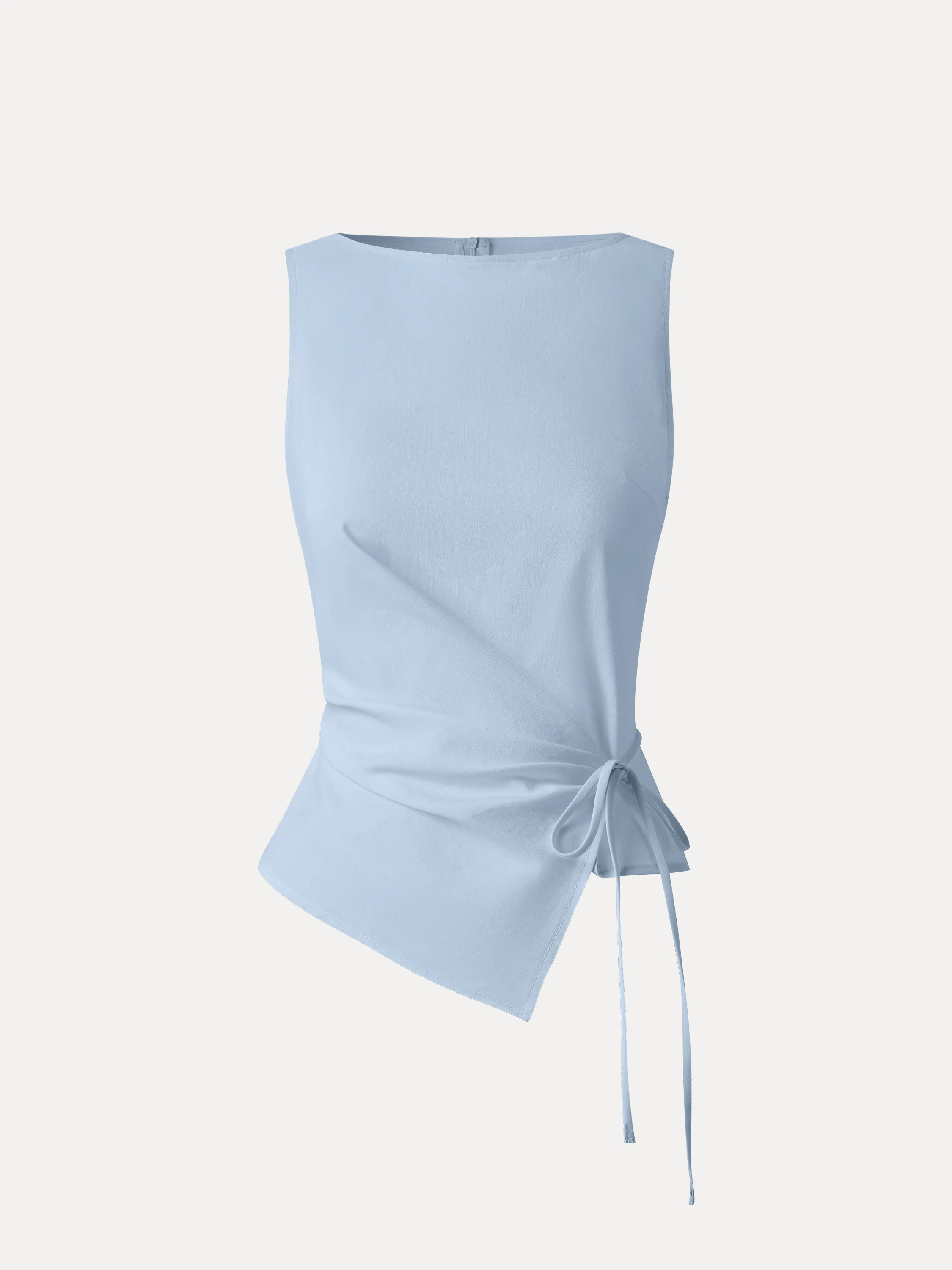 Lyocell-Linen Blend Boatneck Waist-Defined Top - Image 11