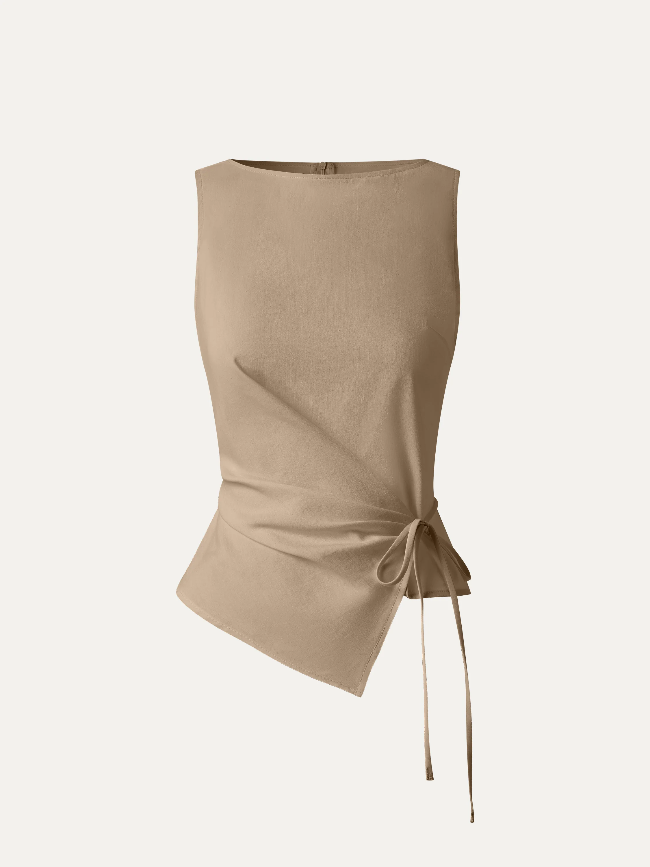 Lyocell-Linen Blend Boatneck Waist-Defined Top - Image 9