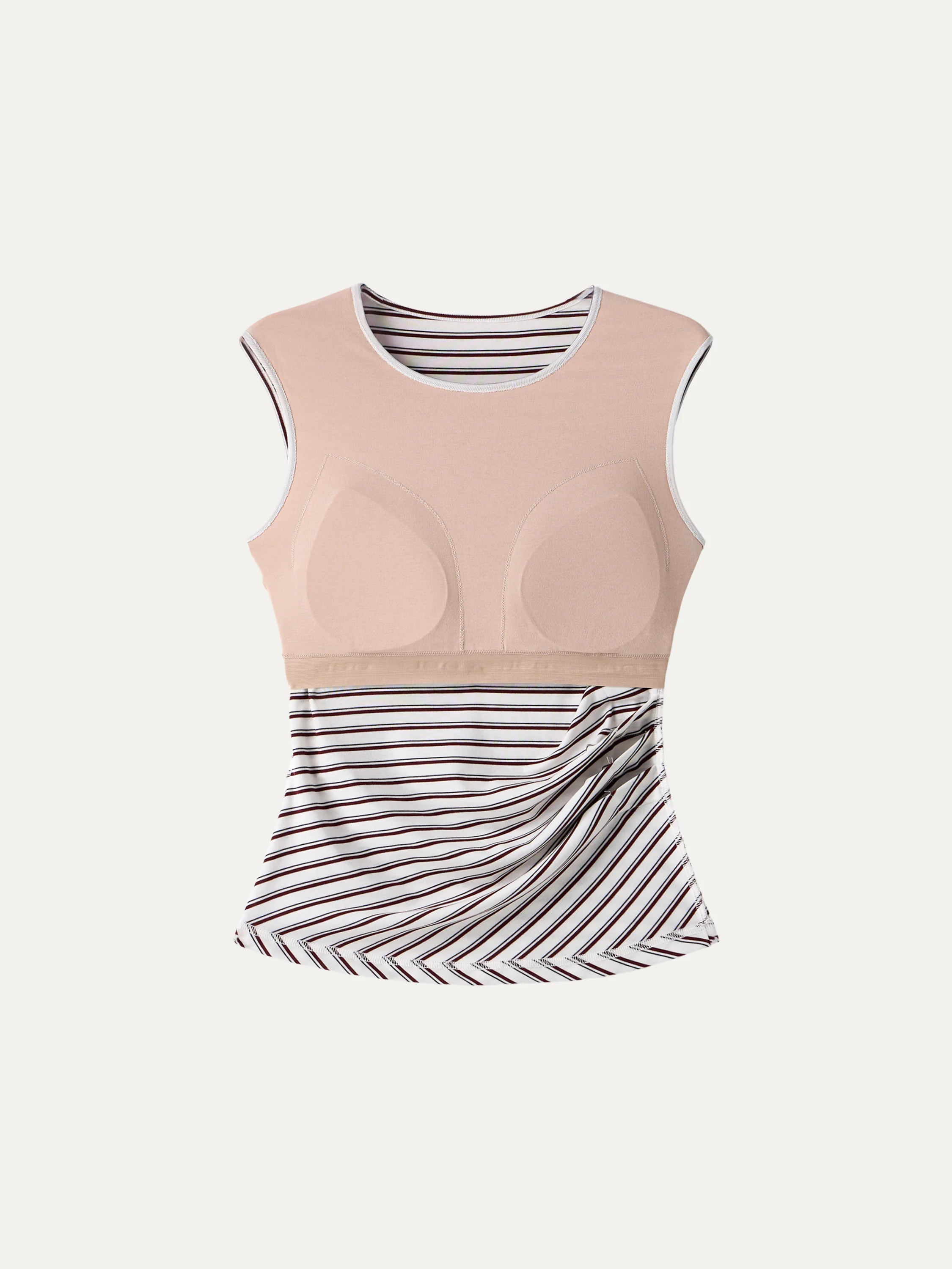 Lyocell Striped Tucked Sleeveless Bra Top - Image 6