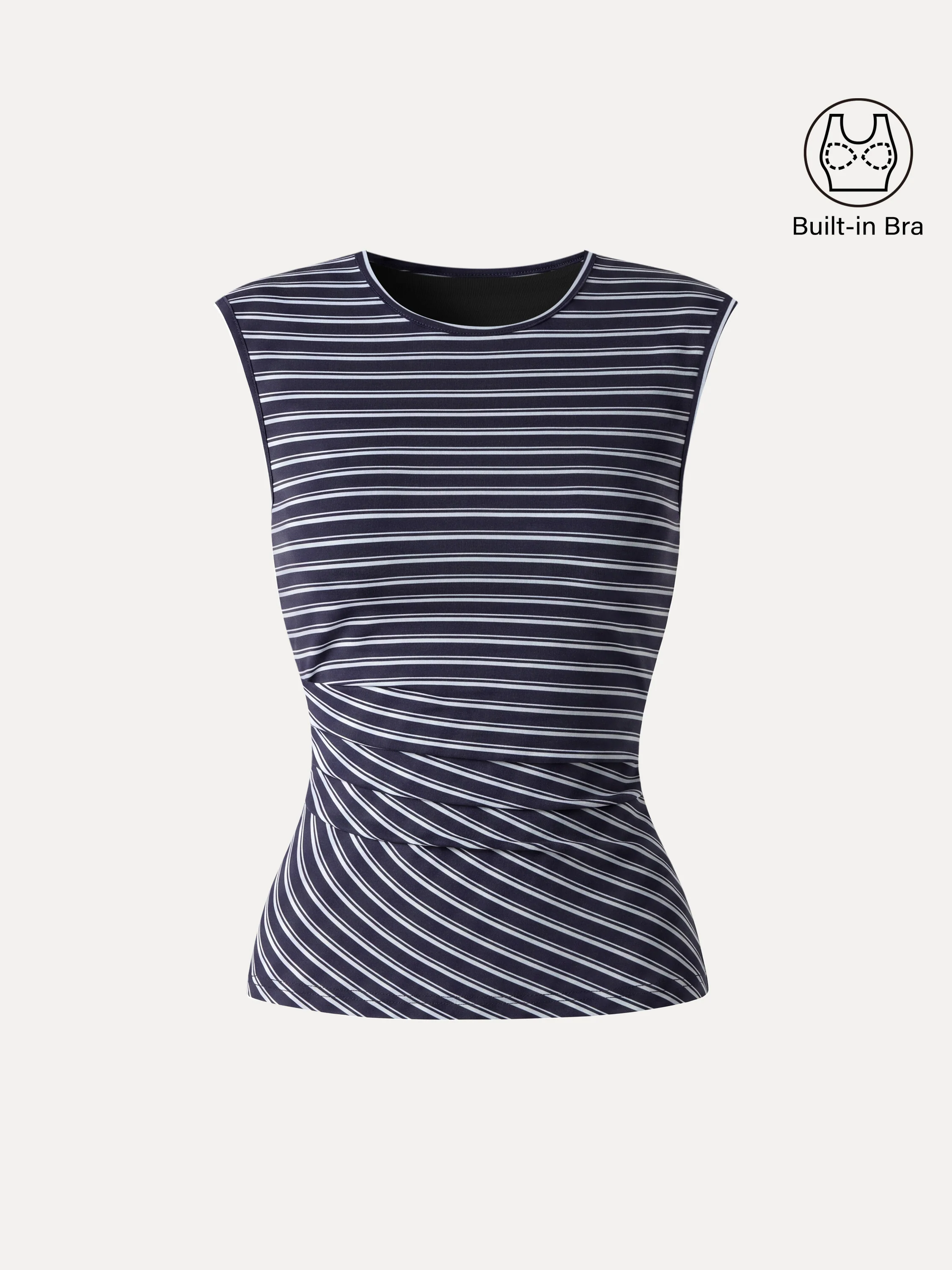 Lyocell Striped Tucked Sleeveless Bra Top - Image 8