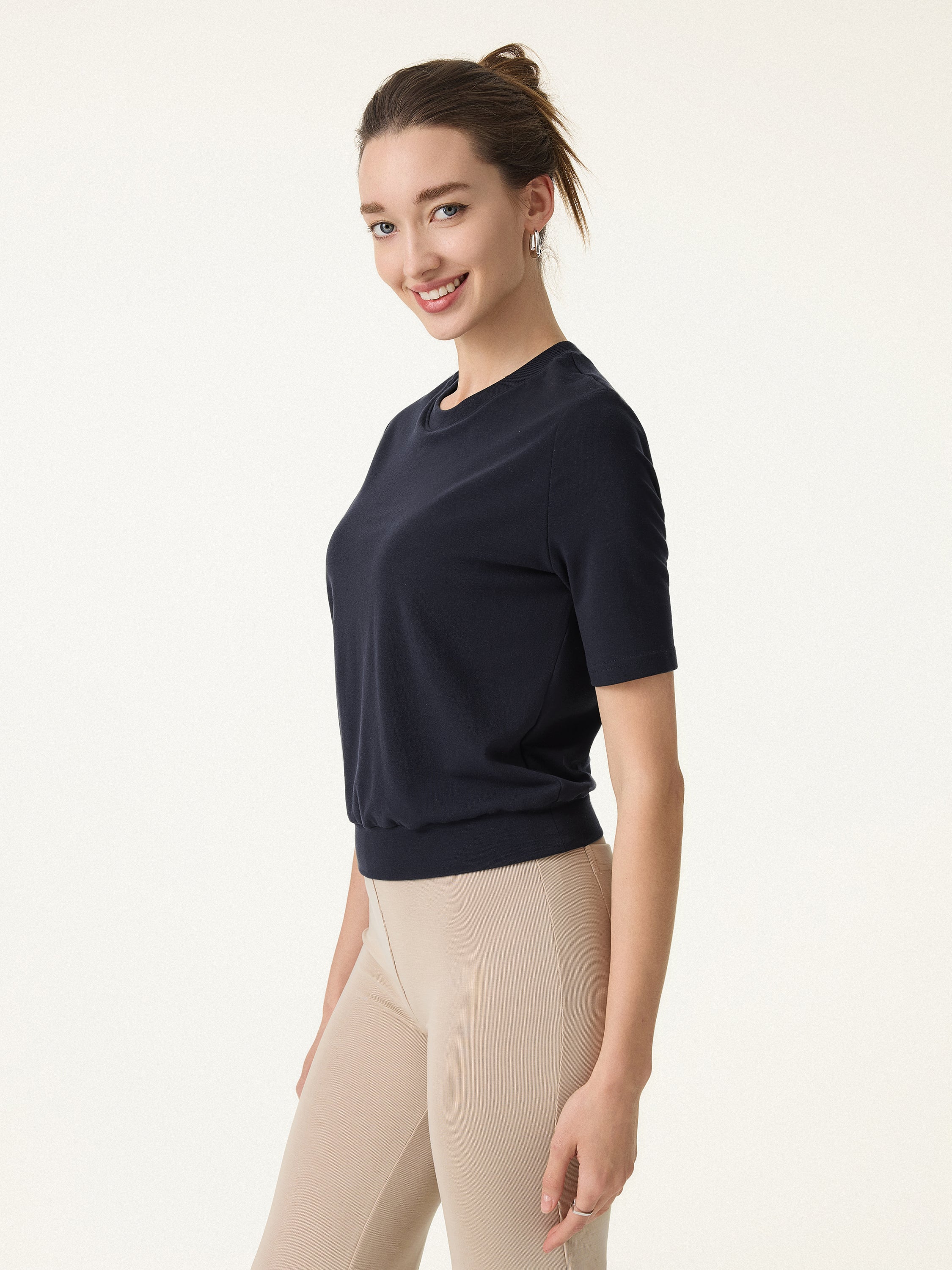 Lyocell Wool Crewneck Bra Top with Banded Hem - Image 10