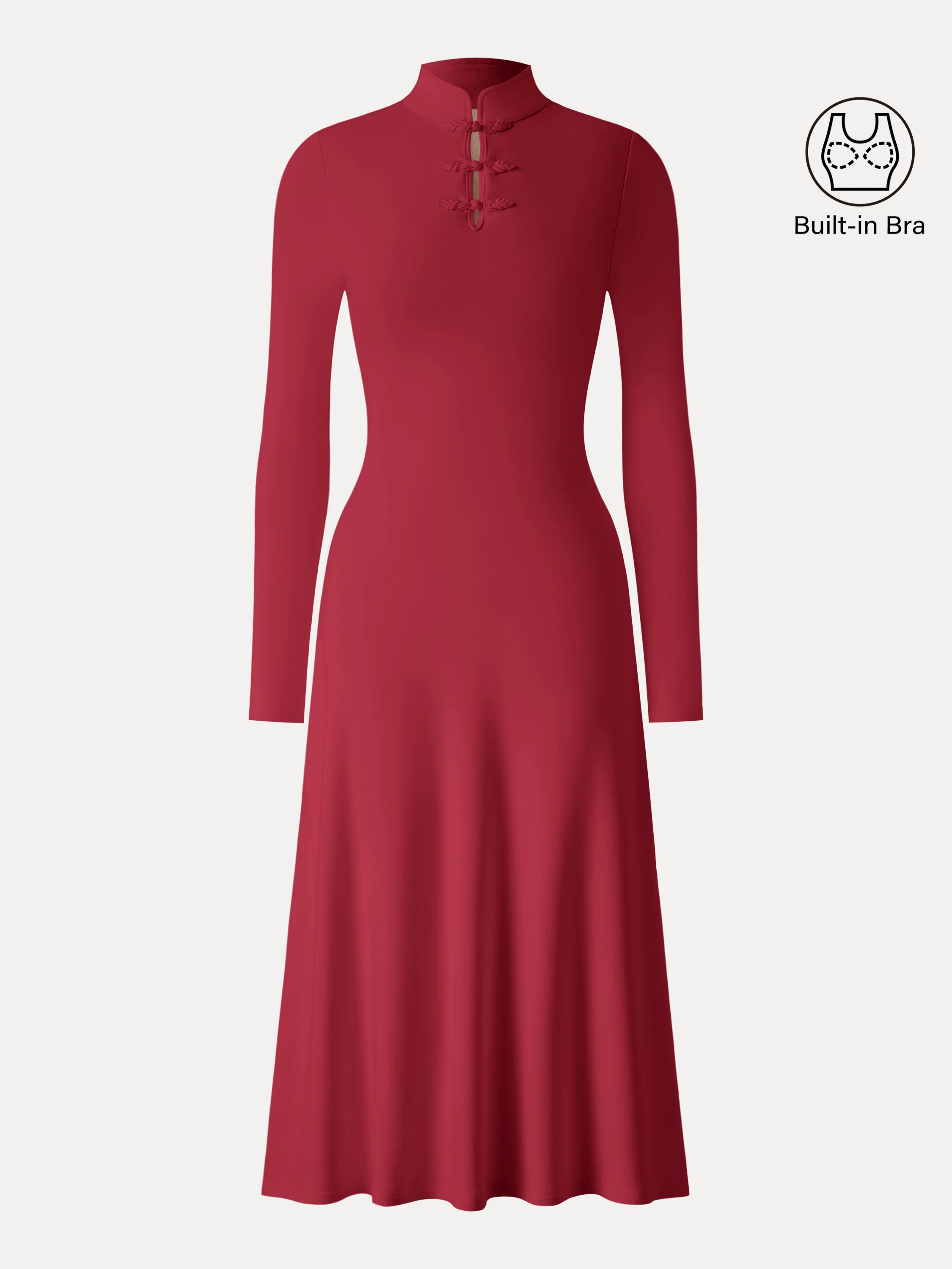 Mandarin Collar Frog Button Midi Bra Dress Limited Edition - Image 10