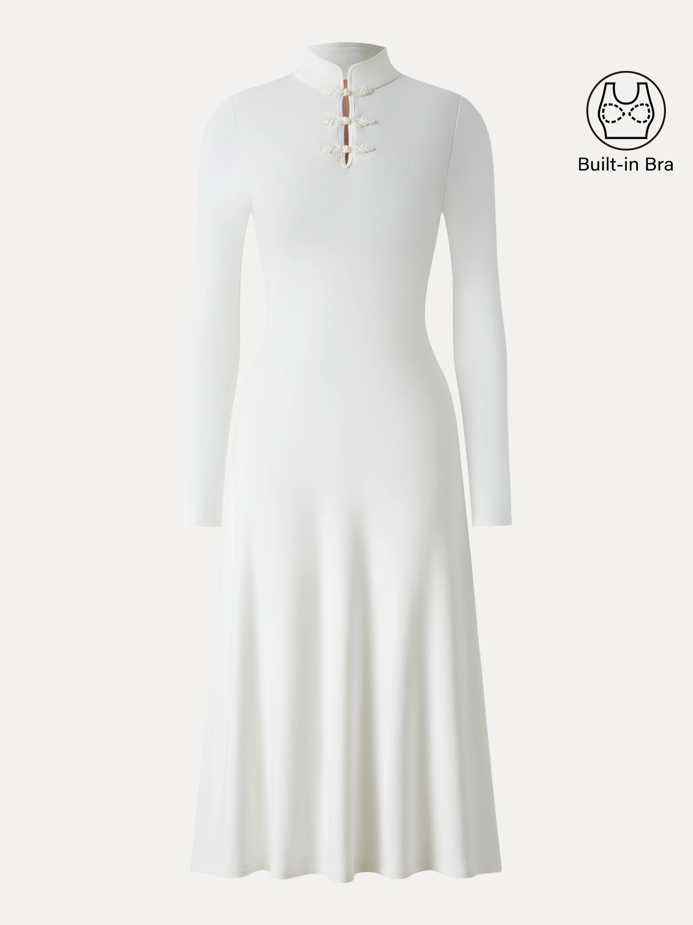 Mandarin Collar Frog Button Midi Bra Dress Limited Edition - Image 7