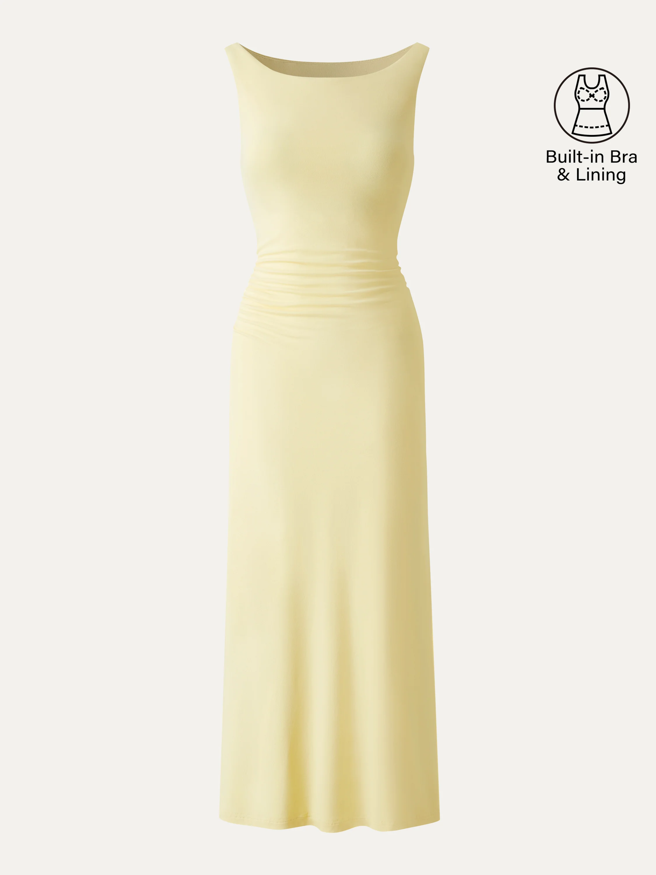 Matte Smooth Boatneck Ruched Midi Bra Dress - Image 7
