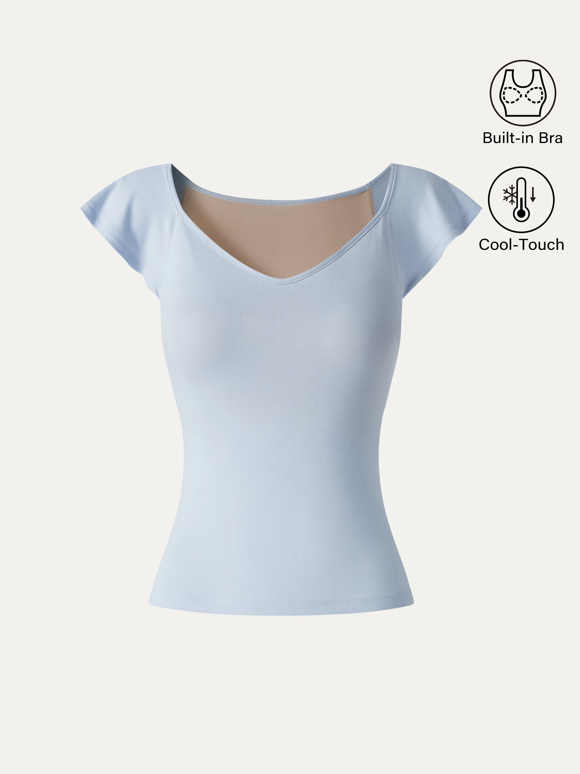 Matte Smooth Diamond Neck Flutter Sleeve Bra Top - Image 7