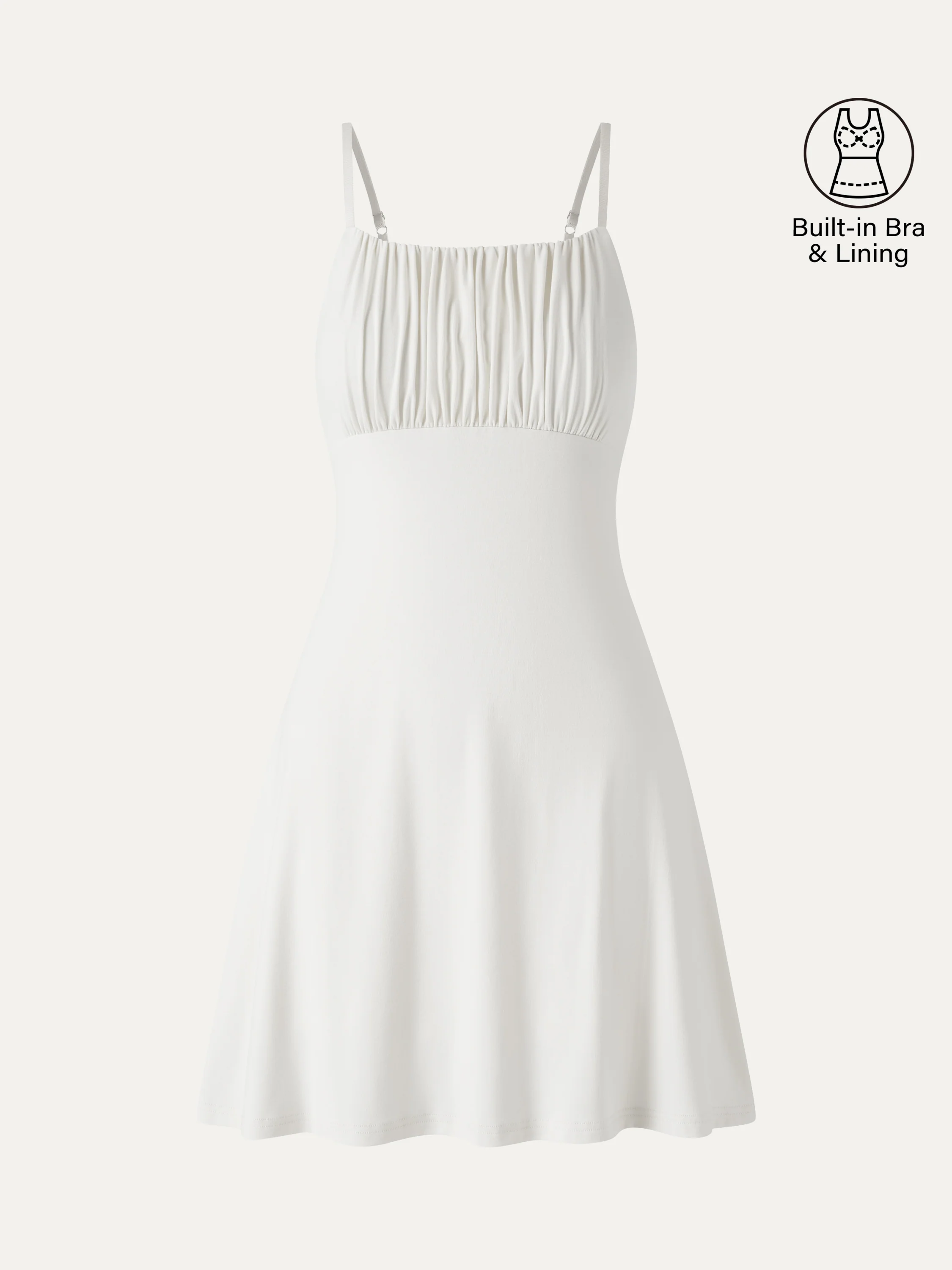 Matte Smooth Square Neck Ruched Spaghetti Mini Bra Dress - Image 8