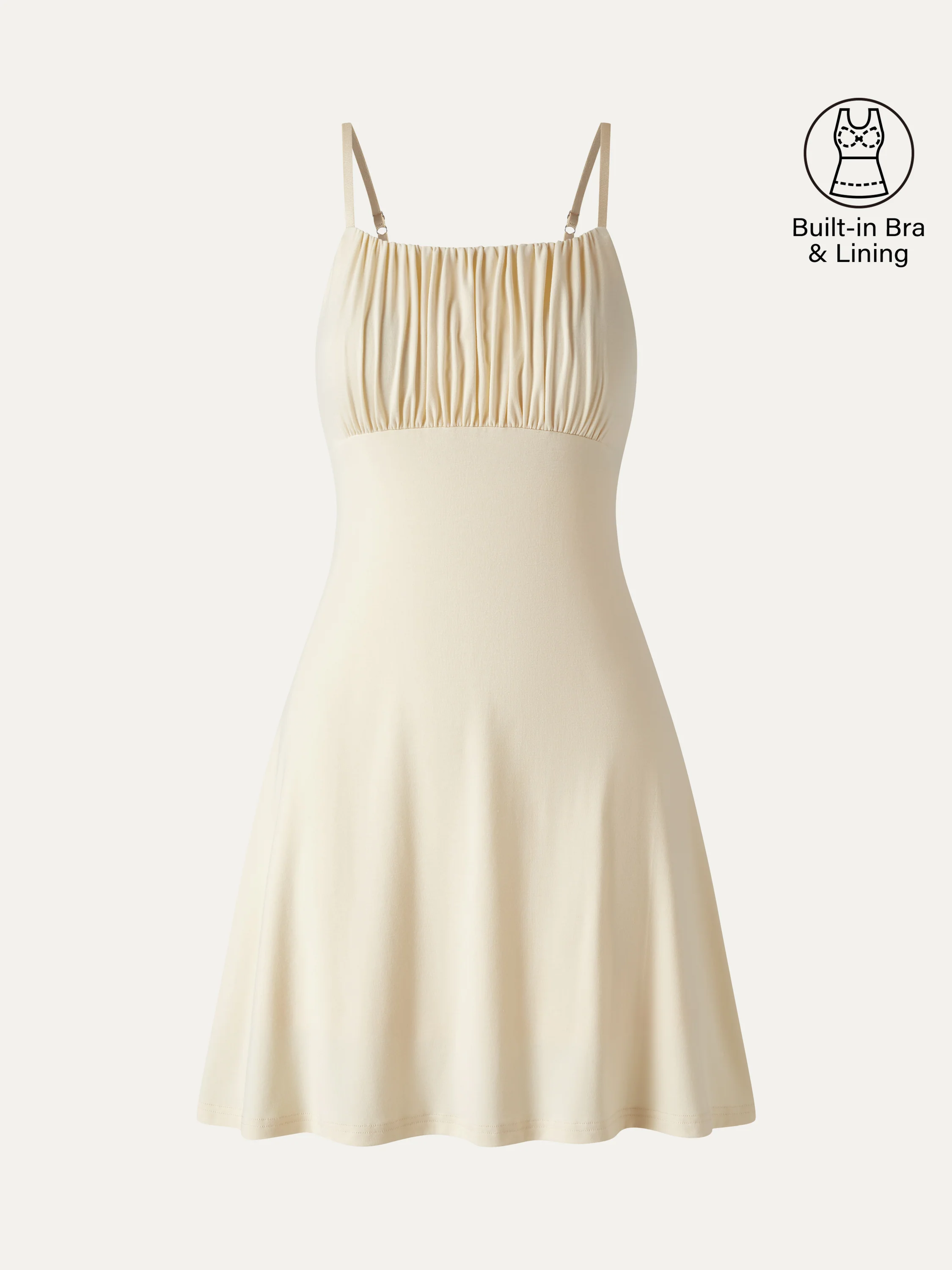 Matte Smooth Square Neck Ruched Spaghetti Mini Bra Dress - Image 9