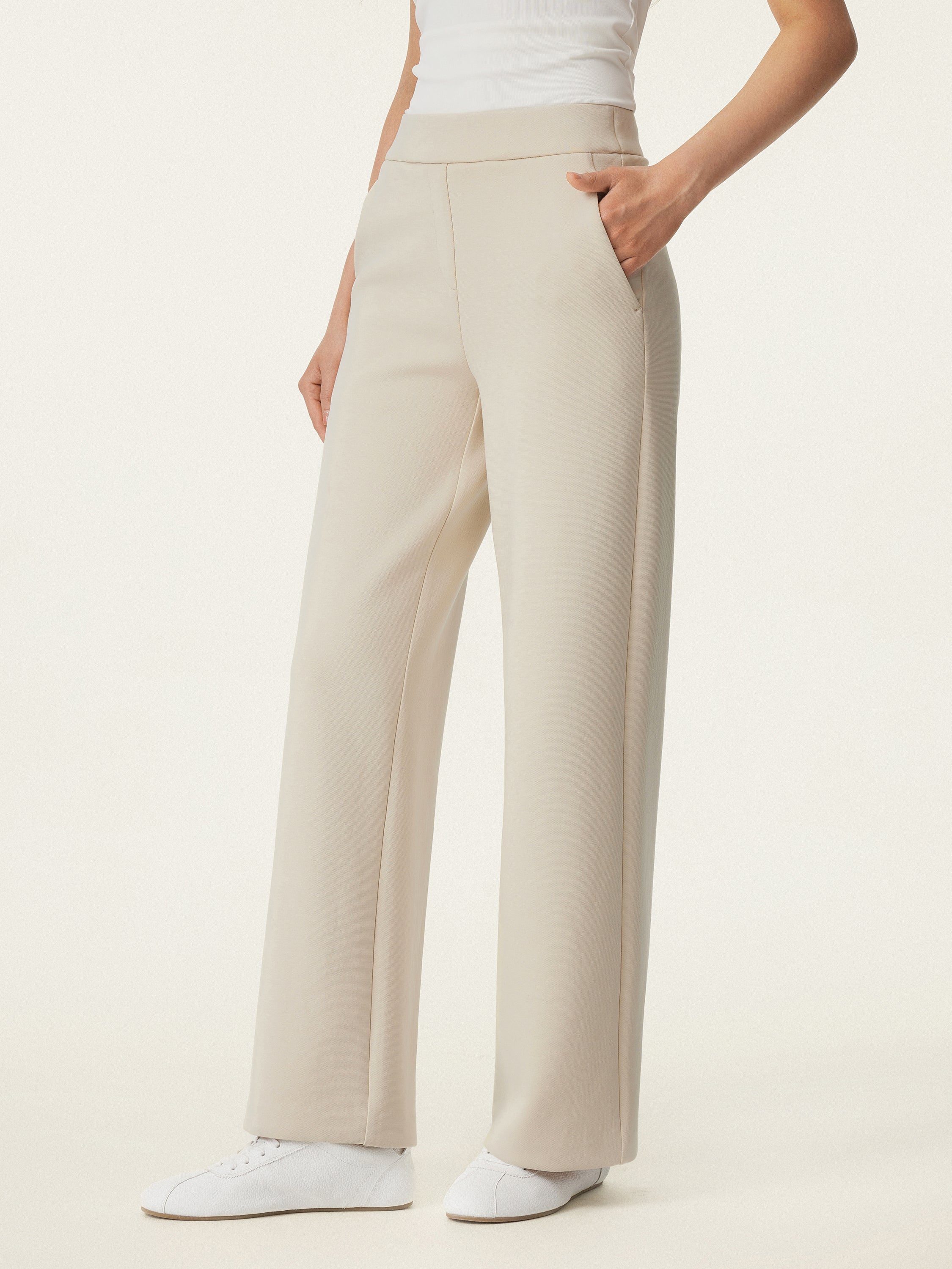 Textured Mid Rise Pull-on Straight Pant with Pockets - Image 3