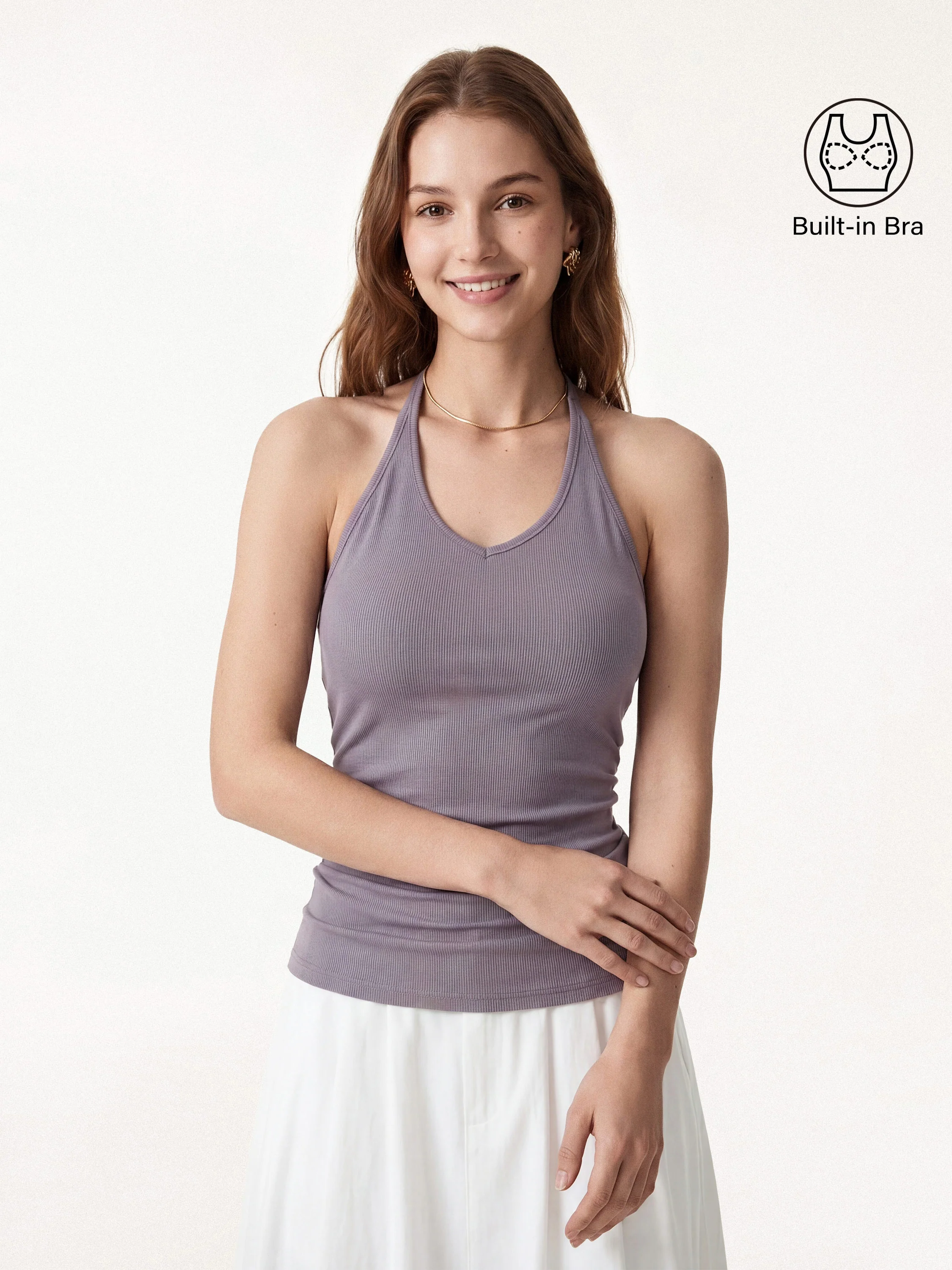 Modal Halter Neck Open Back Ruched Bra Top - Image 11