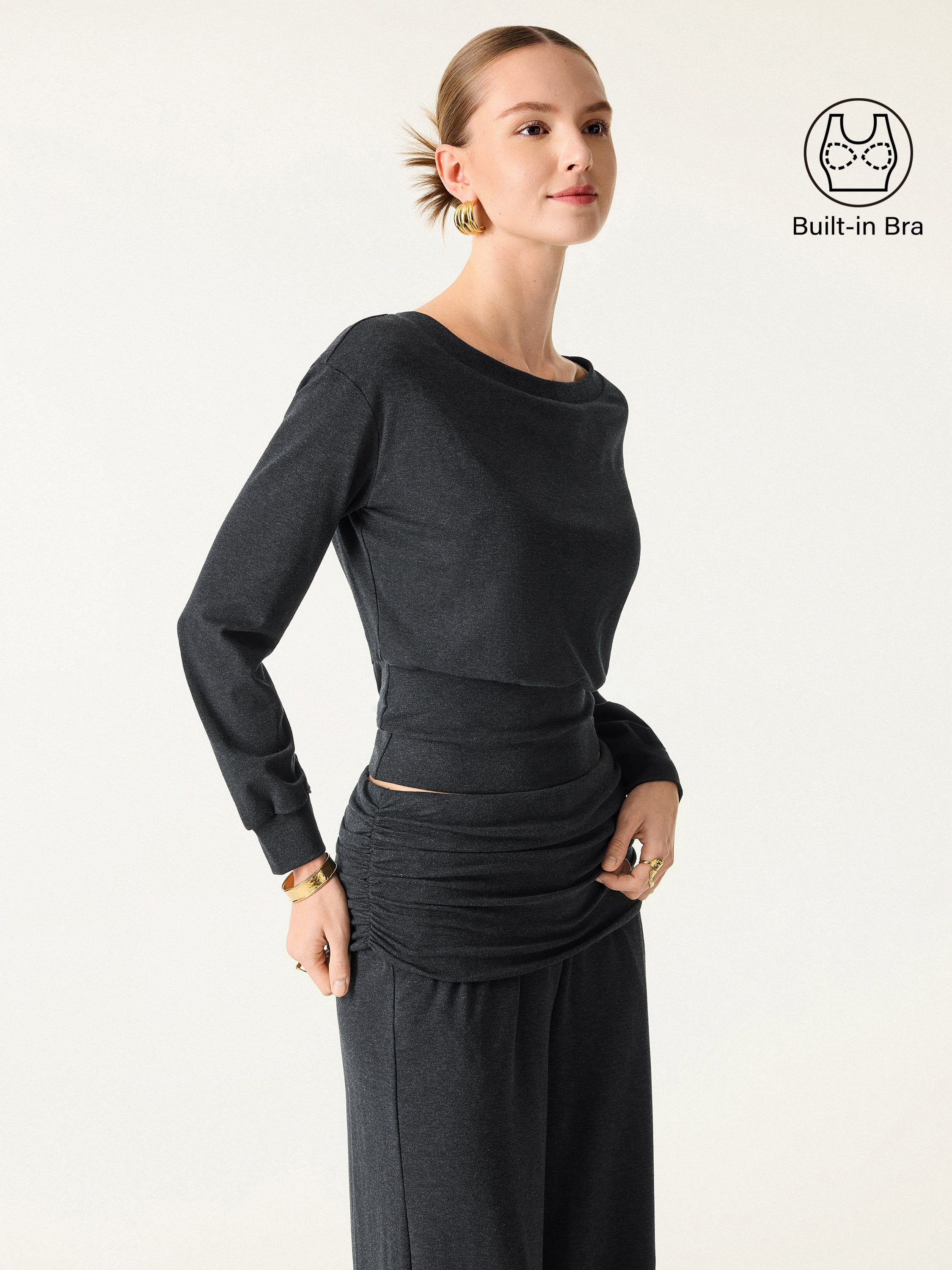 Non-Itchy Wool Blend Boatneck Bra Top - Image 3