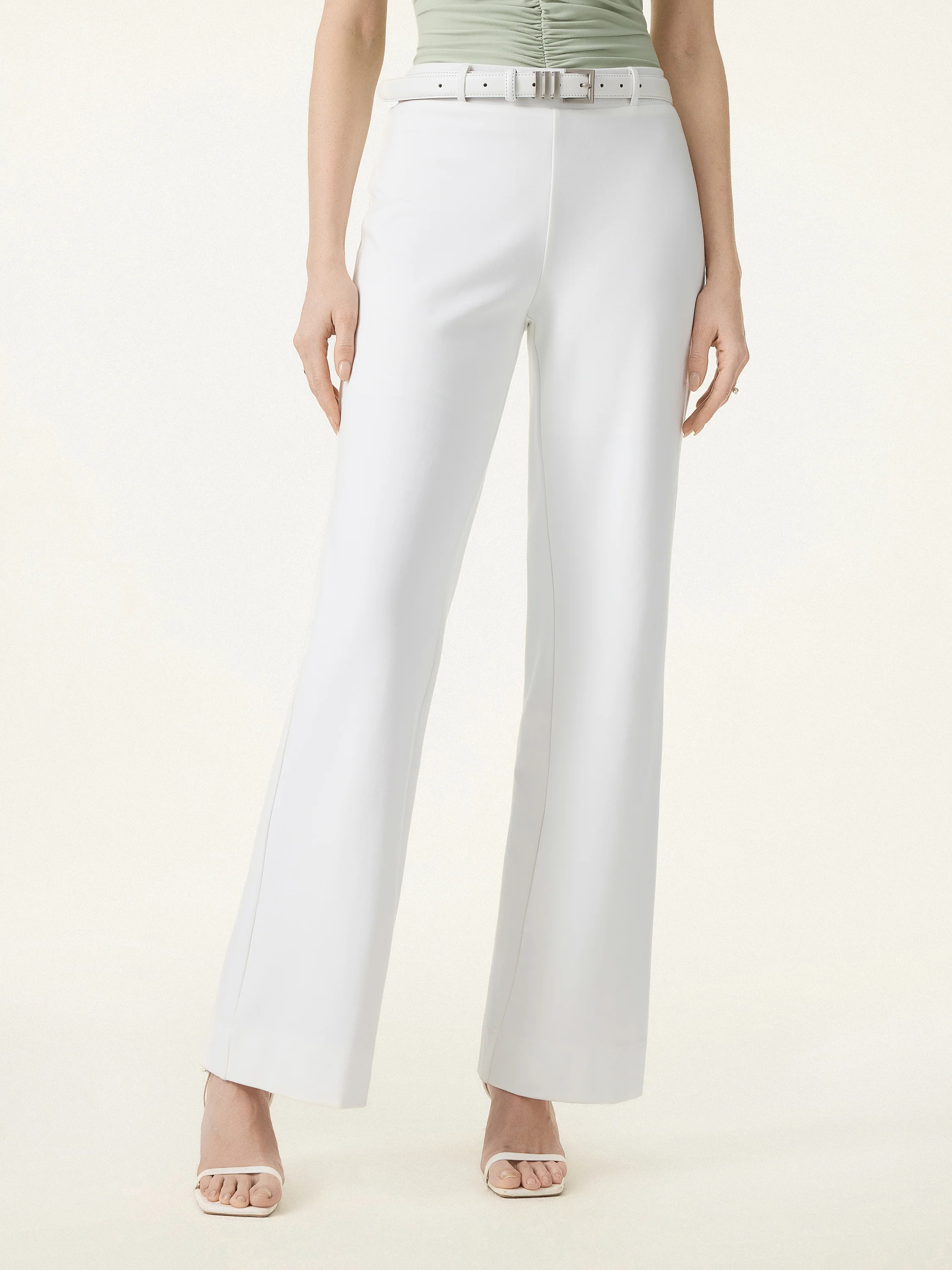 Not-See-Thru Drapey Mid Rise Wide Leg Pull-on Pant with Pockets - Image 3