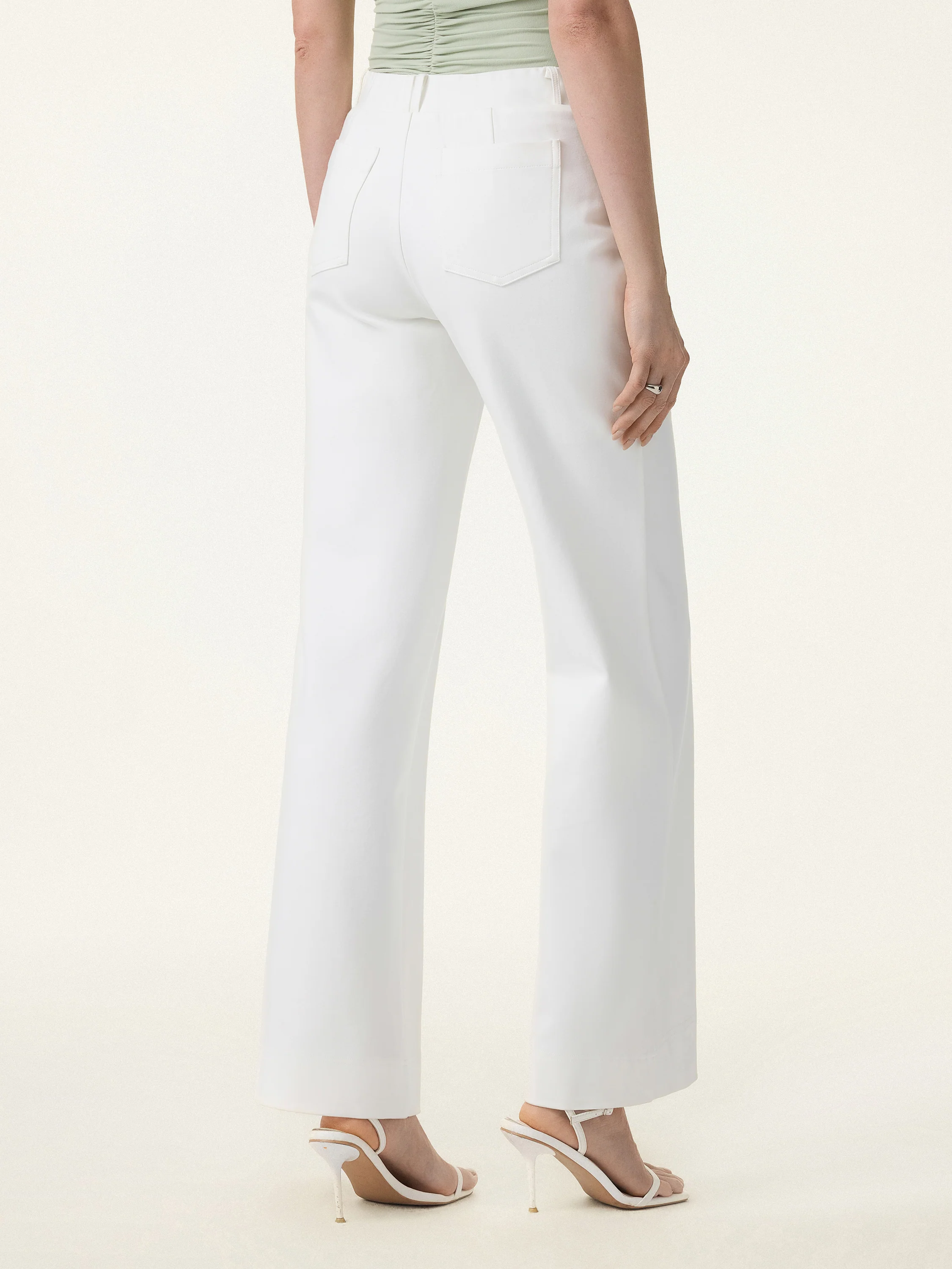 Not-See-Thru Drapey Mid Rise Wide Leg Pull-on Pant with Pockets - Image 4