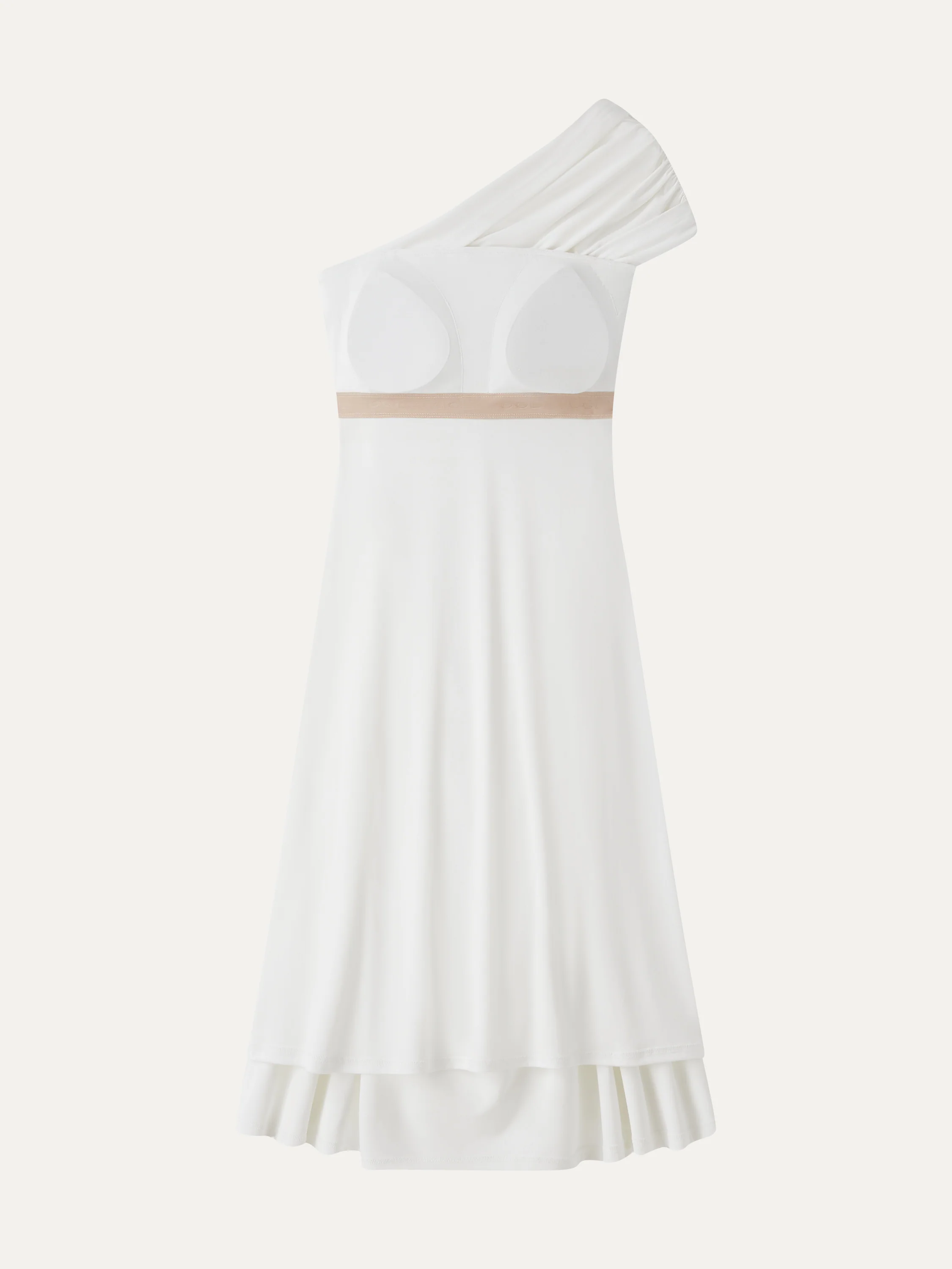 Not-See-Thru One Shoulder Gathered Midi Bra Dress - Image 6