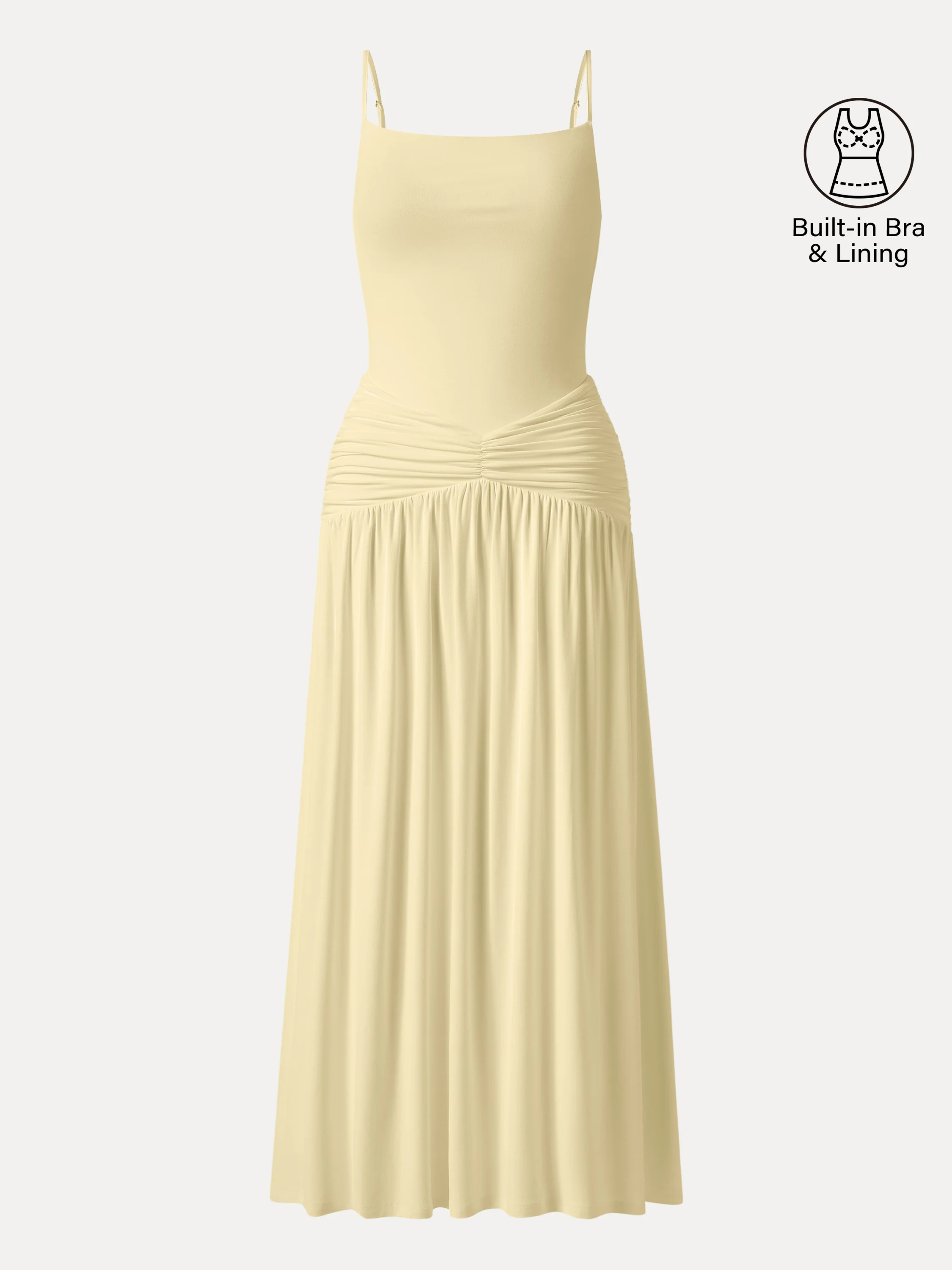 Not-See-Thru Spaghetti Gathered Maxi Bra Dress - Image 13
