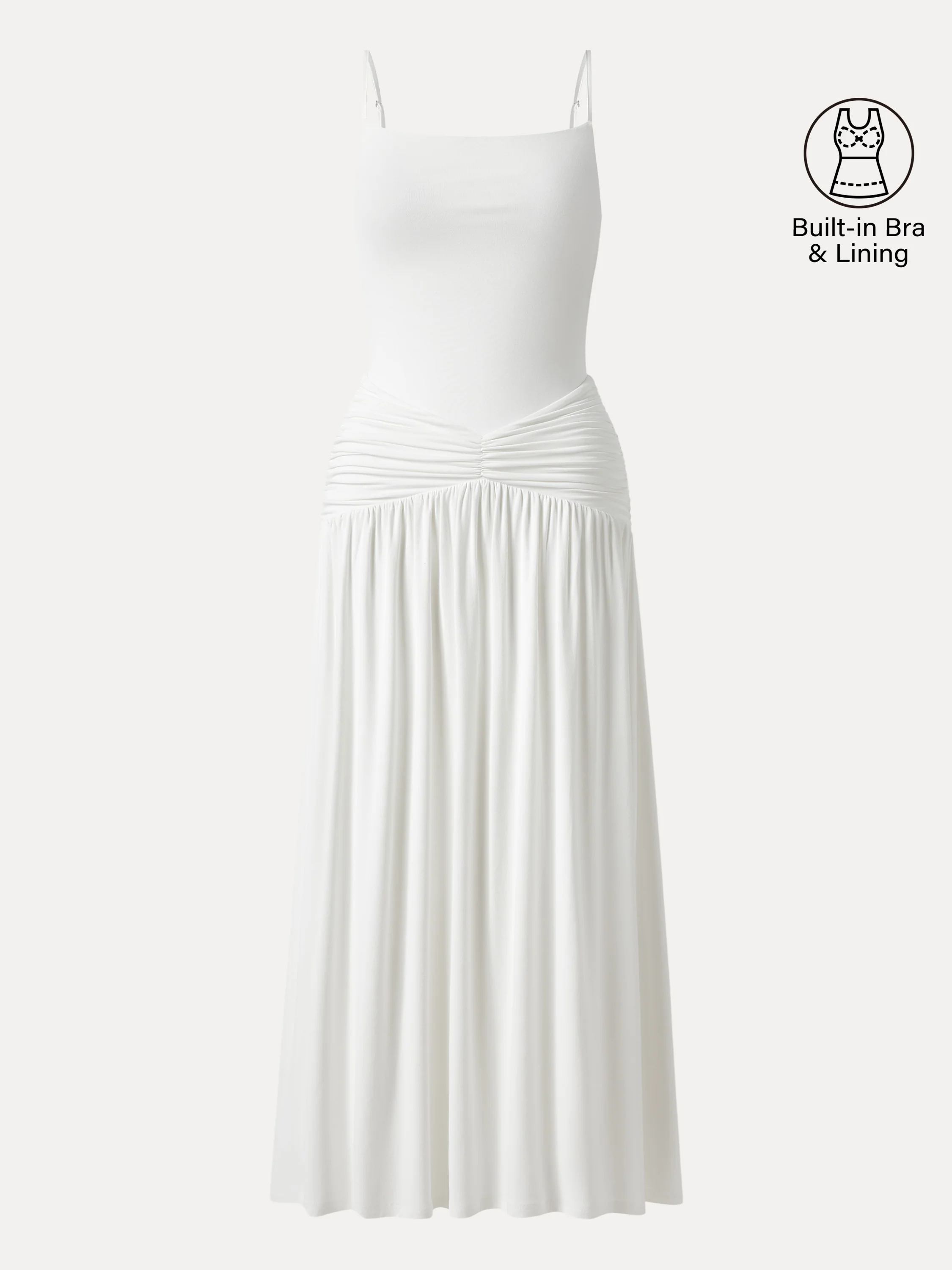 Not-See-Thru Spaghetti Gathered Maxi Bra Dress - Image 6