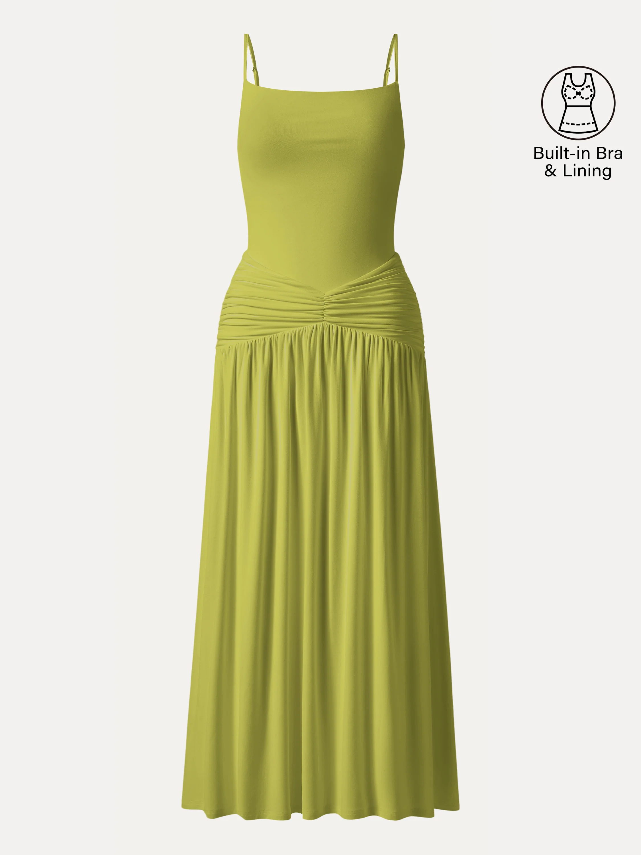 Not-See-Thru Spaghetti Gathered Maxi Bra Dress - Image 7