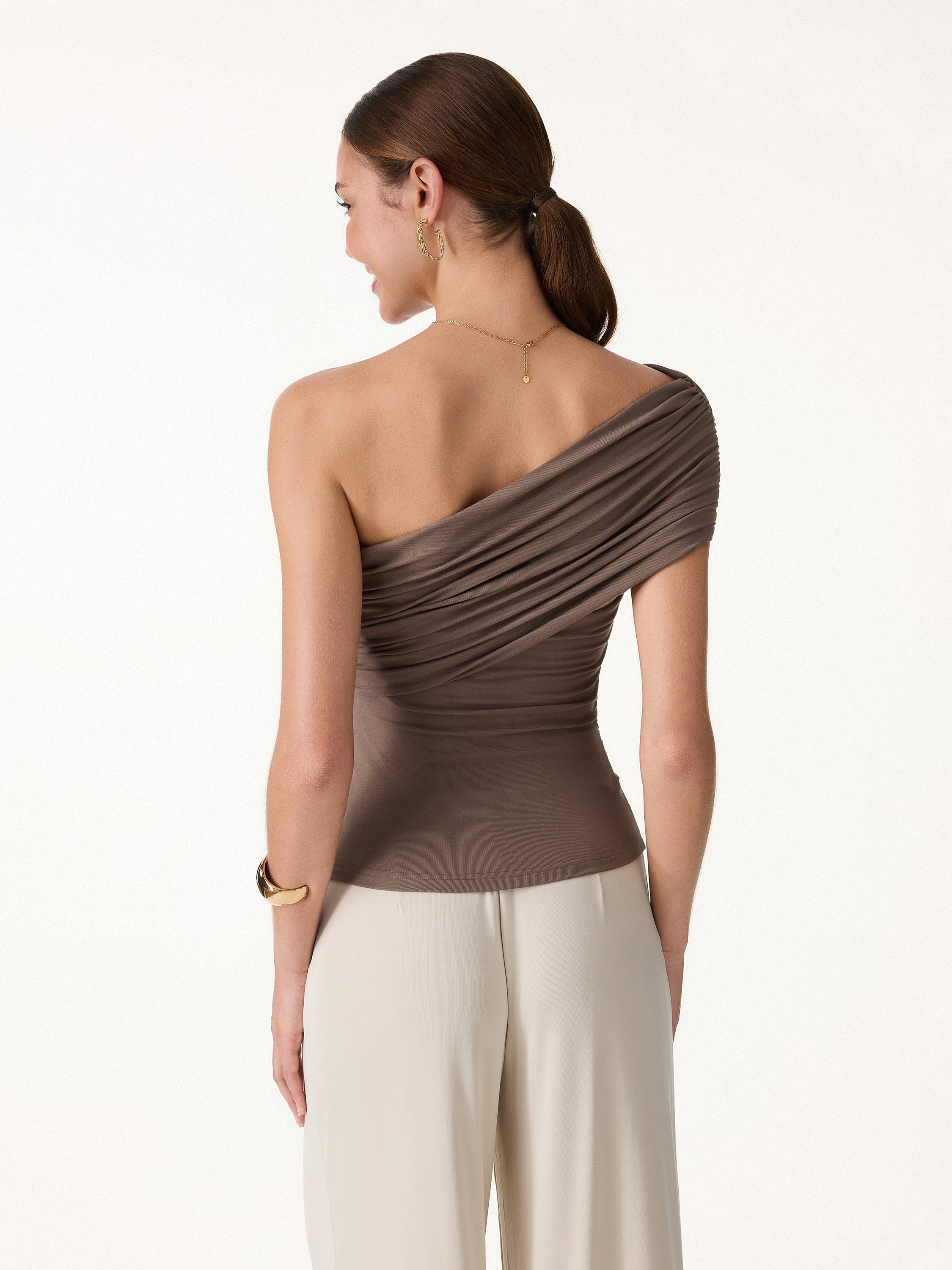 One Shoulder Gathered Bra Top - Image 4