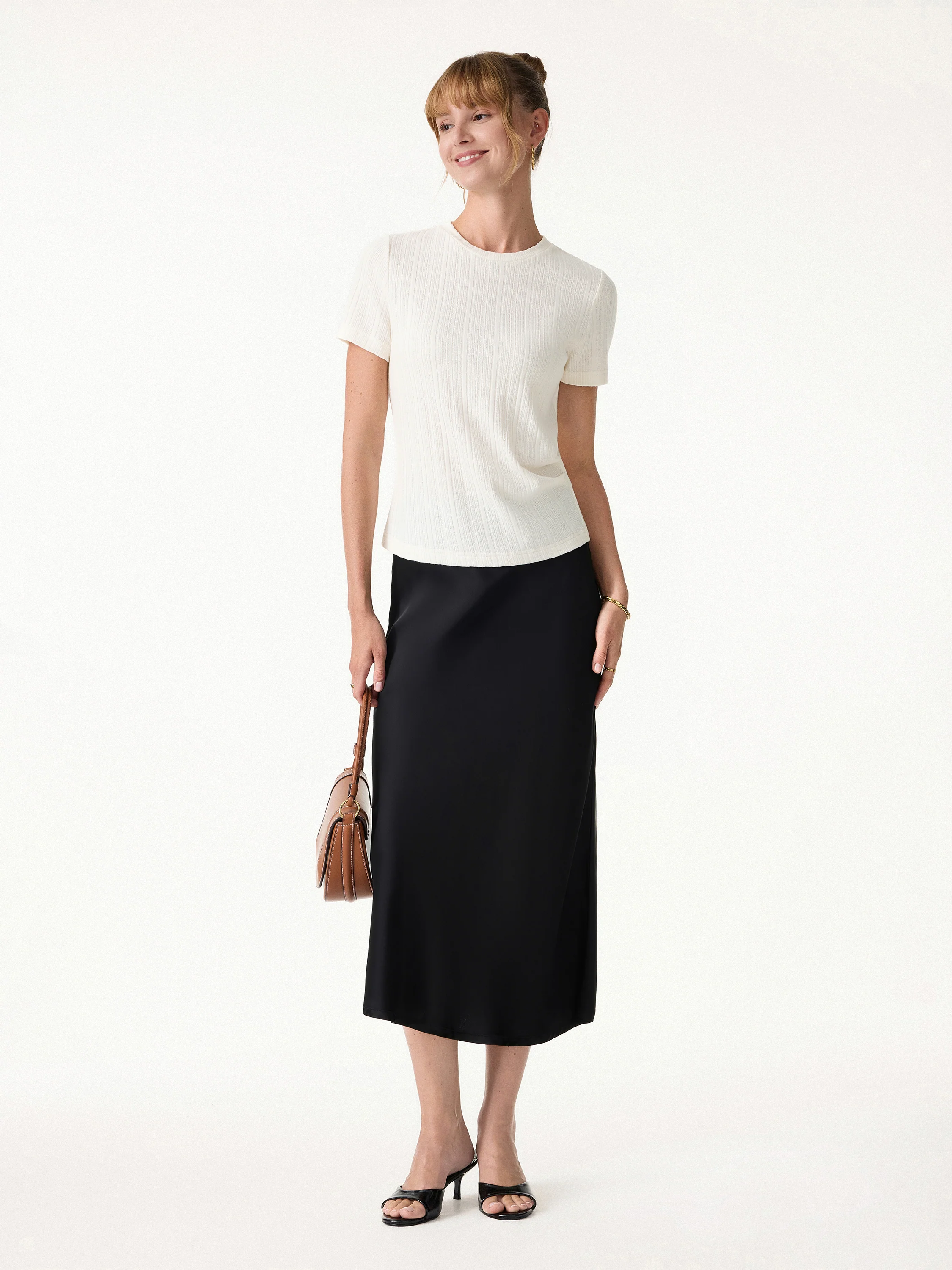 Pointelle Tucked Short Sleeve Summer Tee - Image 2