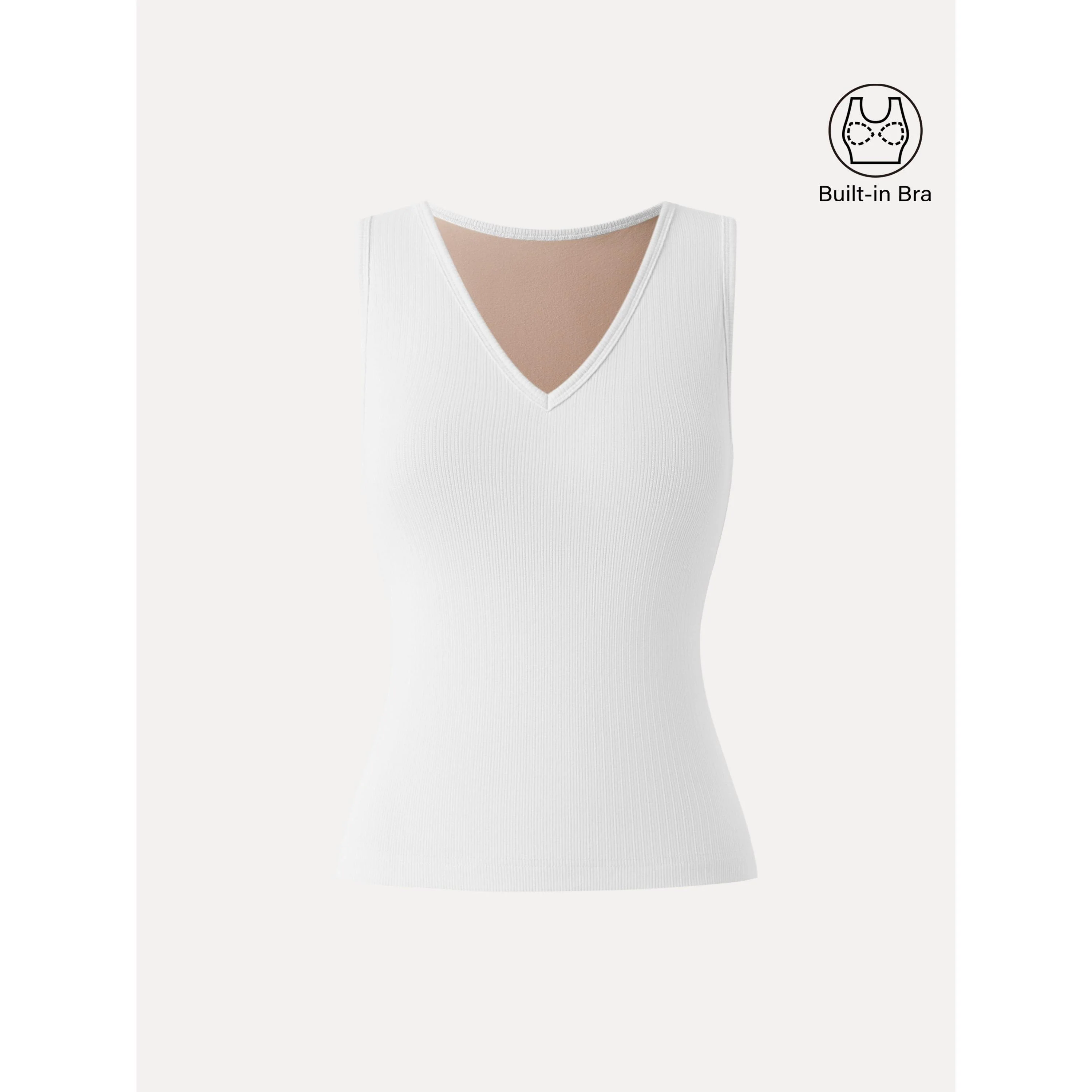 Pointelle V-neck Sleeveless Bra Tank - Image 10