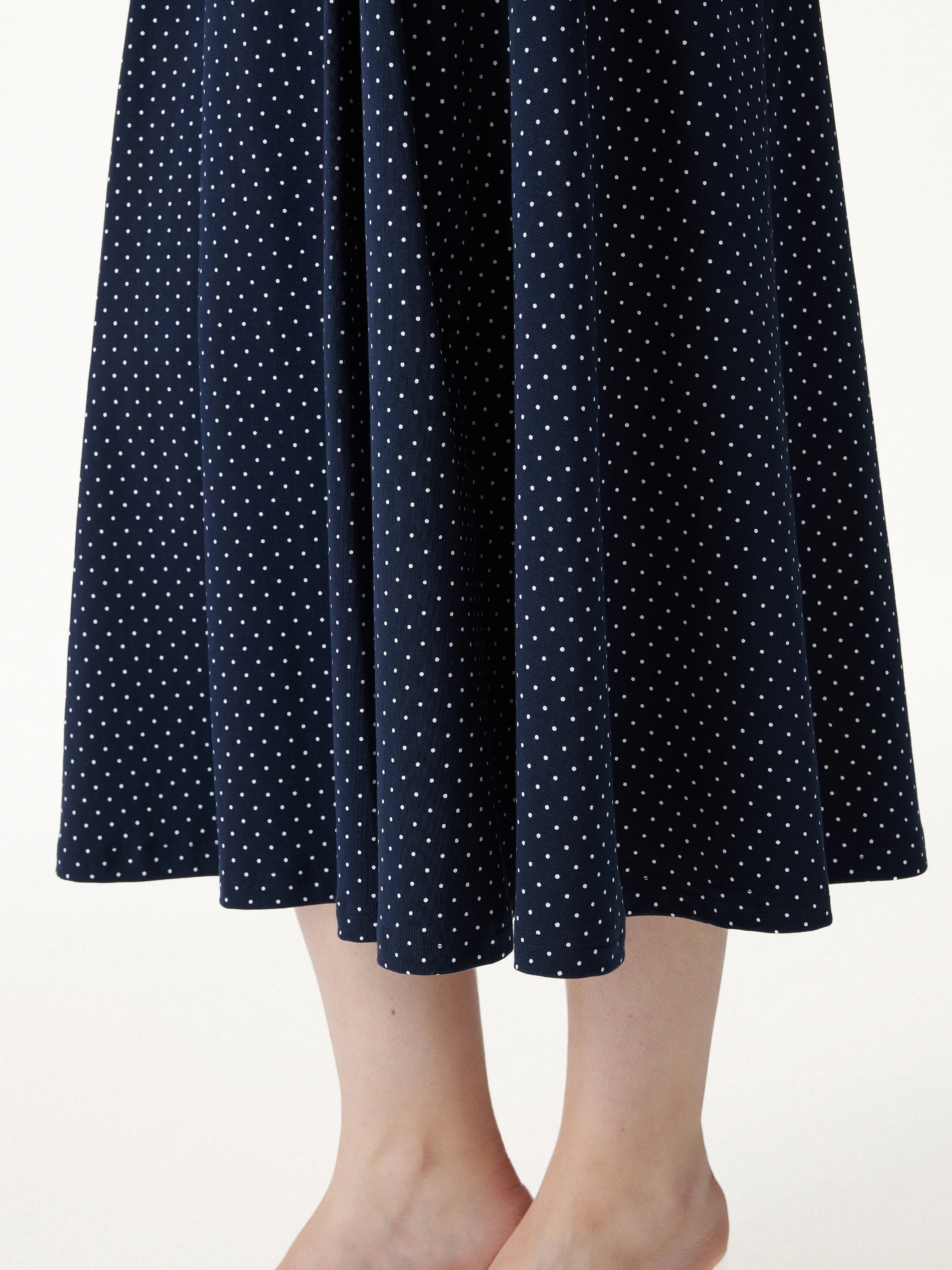 Polka Dots Flared Midi Skirt with Pockets - Image 5