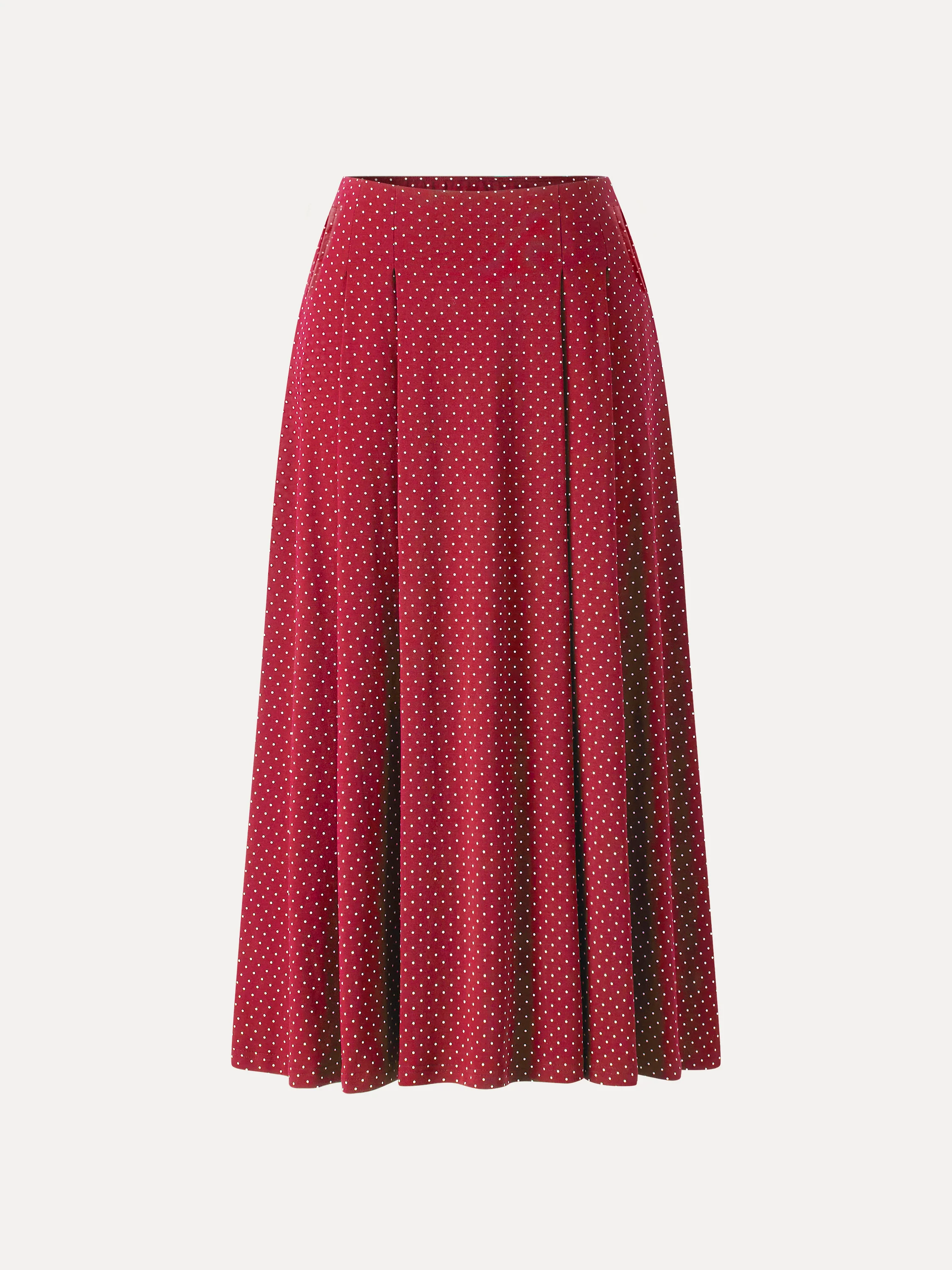 Polka Dots Flared Midi Skirt with Pockets - Image 7