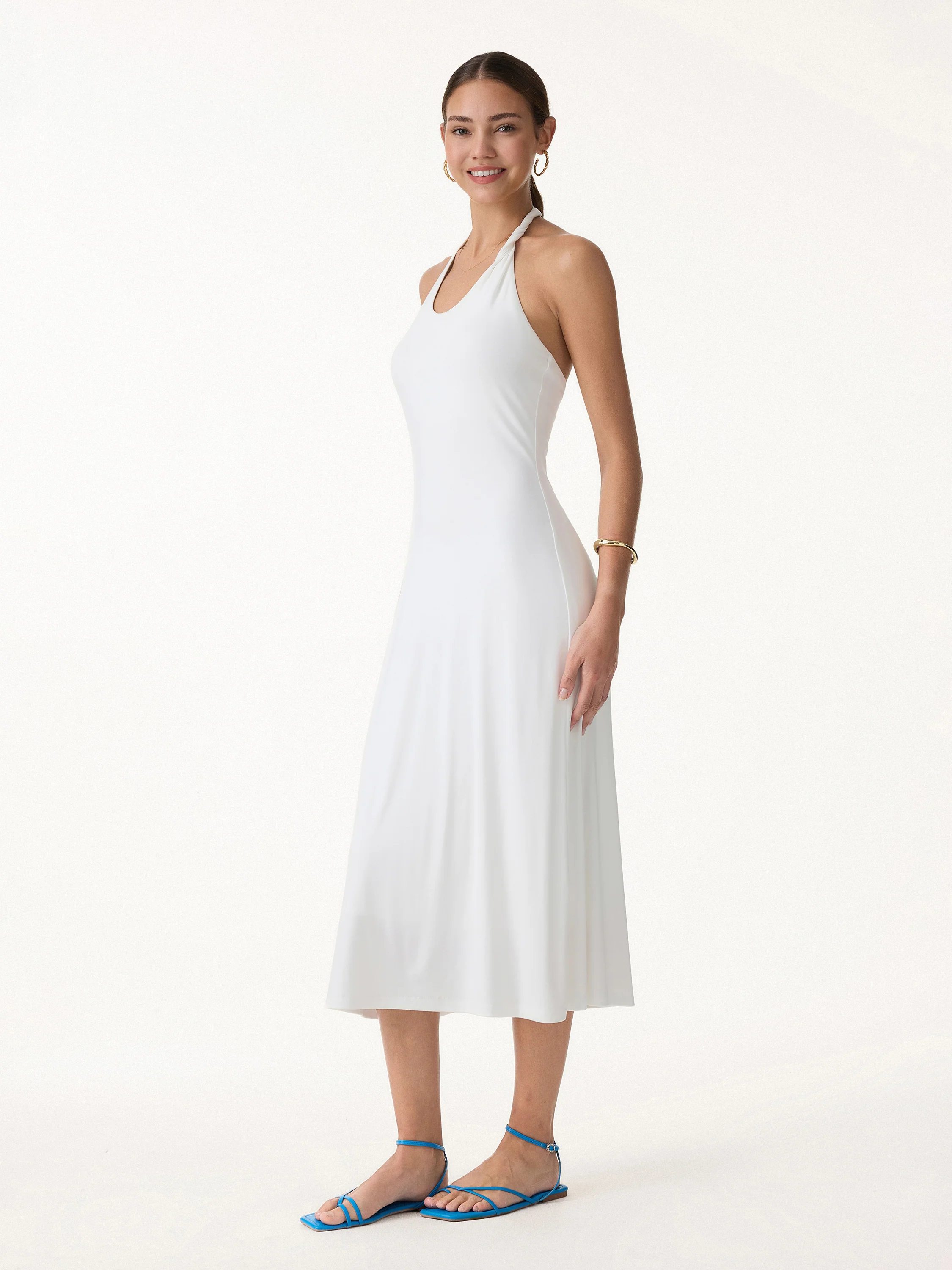 Ponte Halter Neck Open Back Bra Dress - Image 3