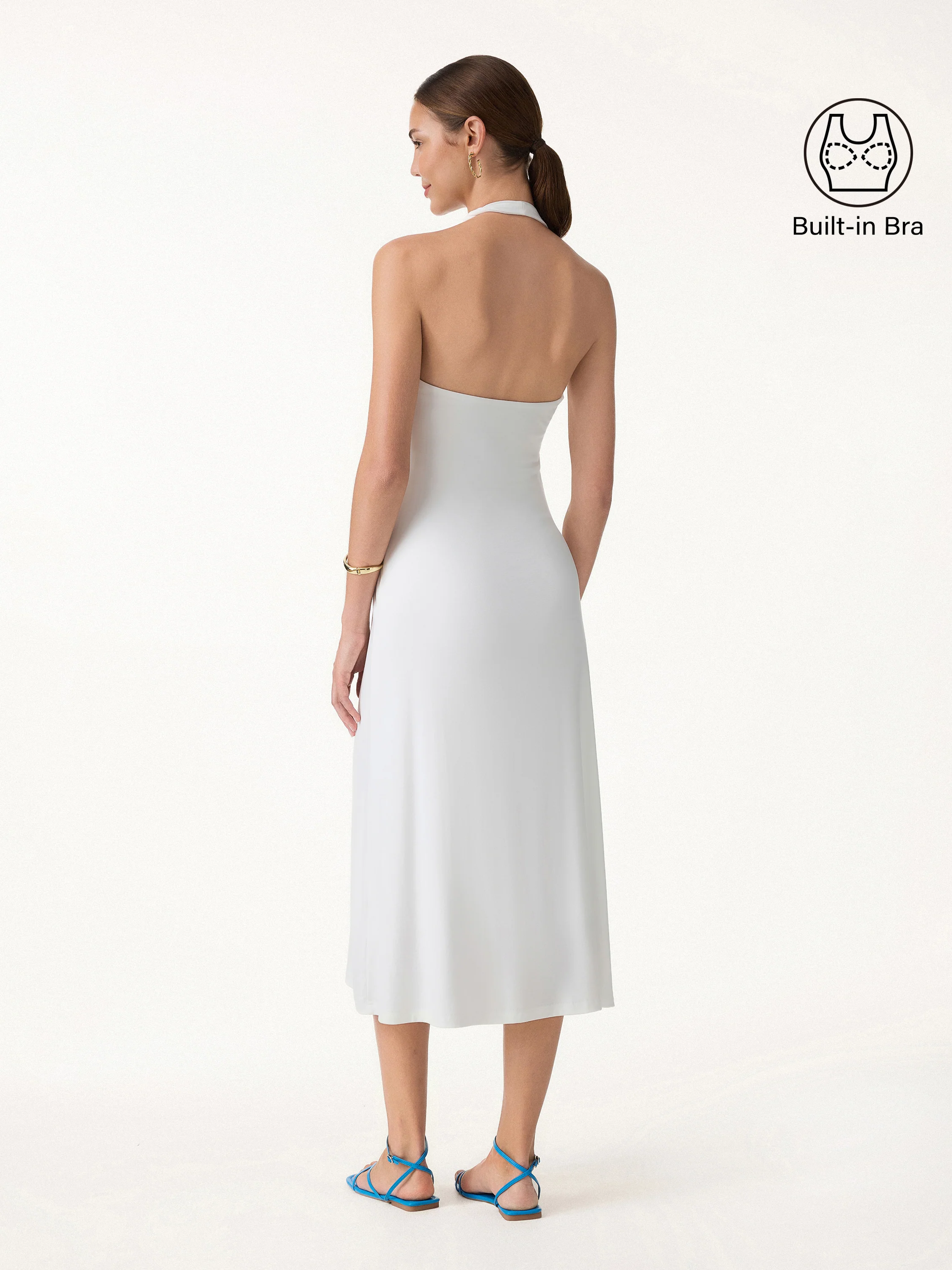 Ponte Halter Neck Open Back Bra Dress - Image 5