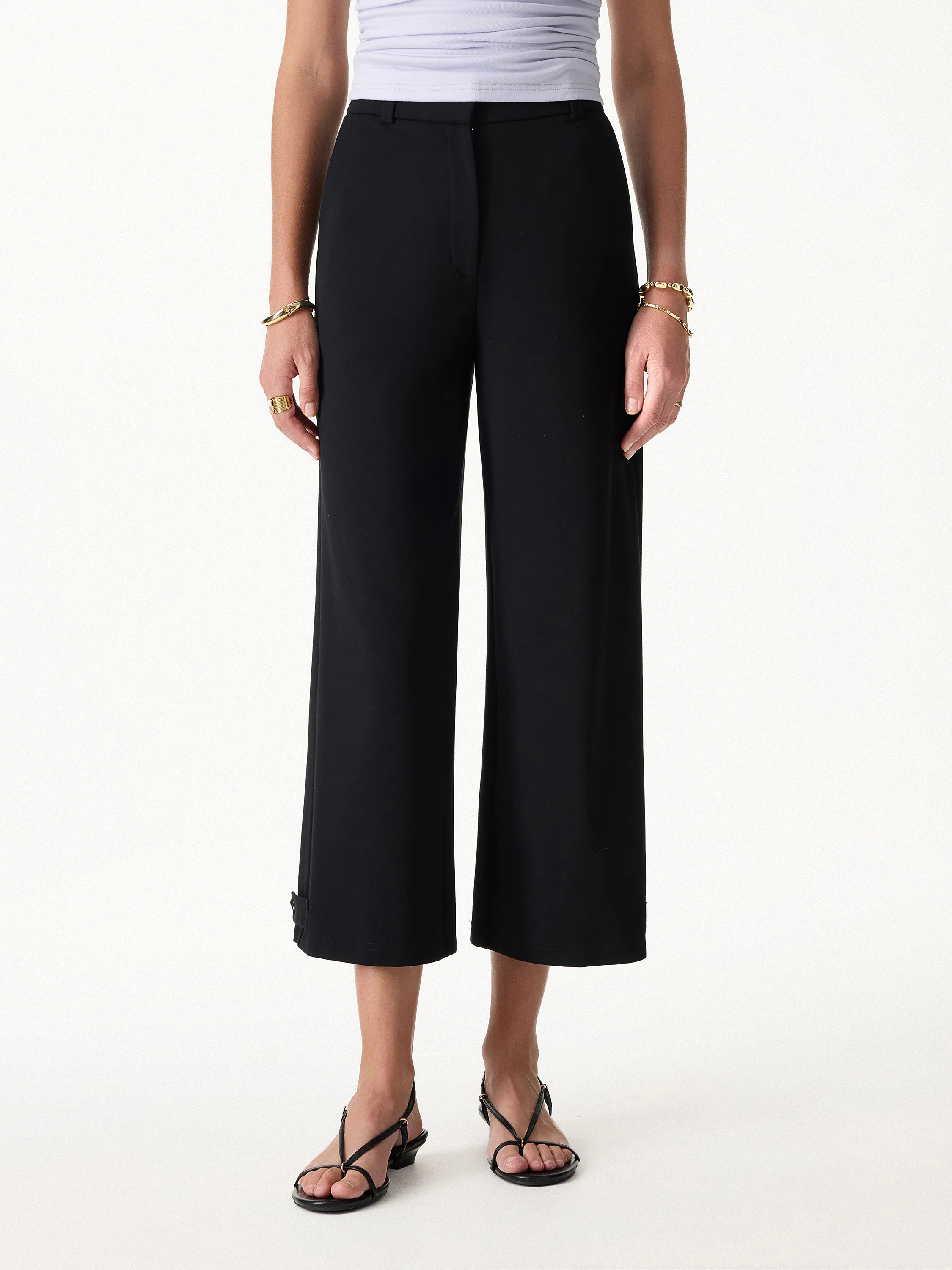 Ponte High-Rise Cropped Wide-Leg Pants with Pockets - Image 3