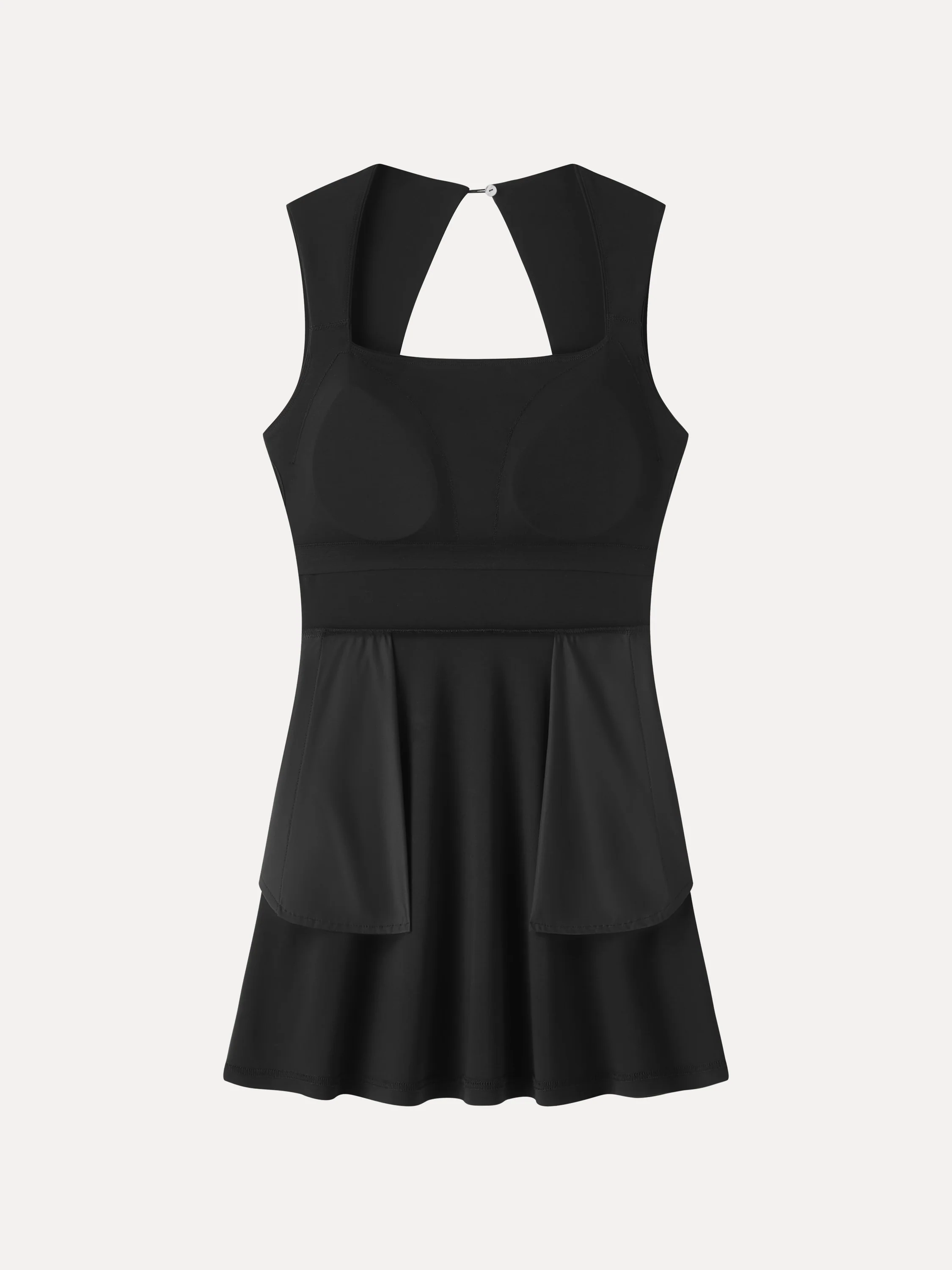 Quick-Dry Square Neck Back Cutout Court Bra Dress with Pockets - Image 5