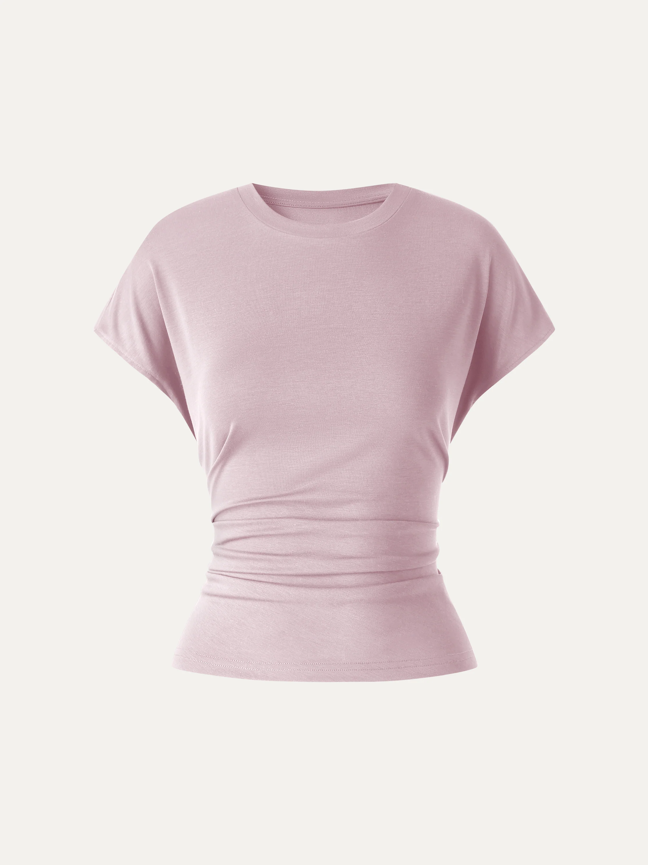 Relaxed Round Neck Tucked Cap Sleeve Tee - Image 7
